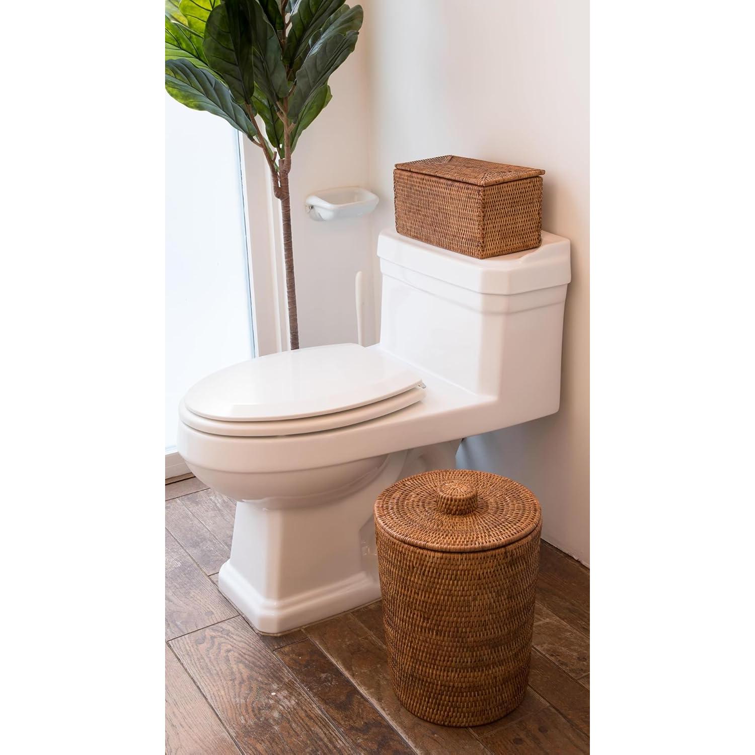 Caja de Almacenamiento Rectangular Kouboo de Ratan Miel 30.48cm