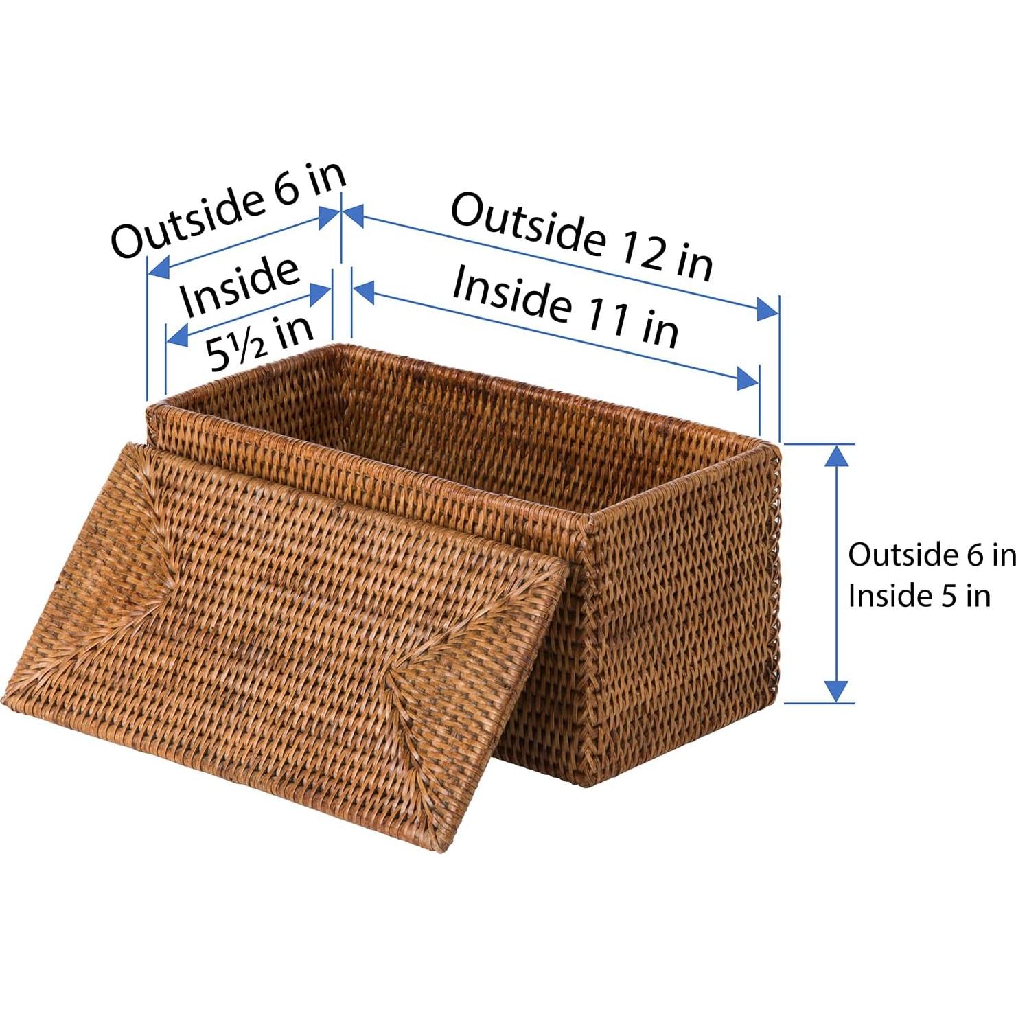 Caja de Almacenamiento Rectangular Kouboo de Ratan Miel 30.48cm
