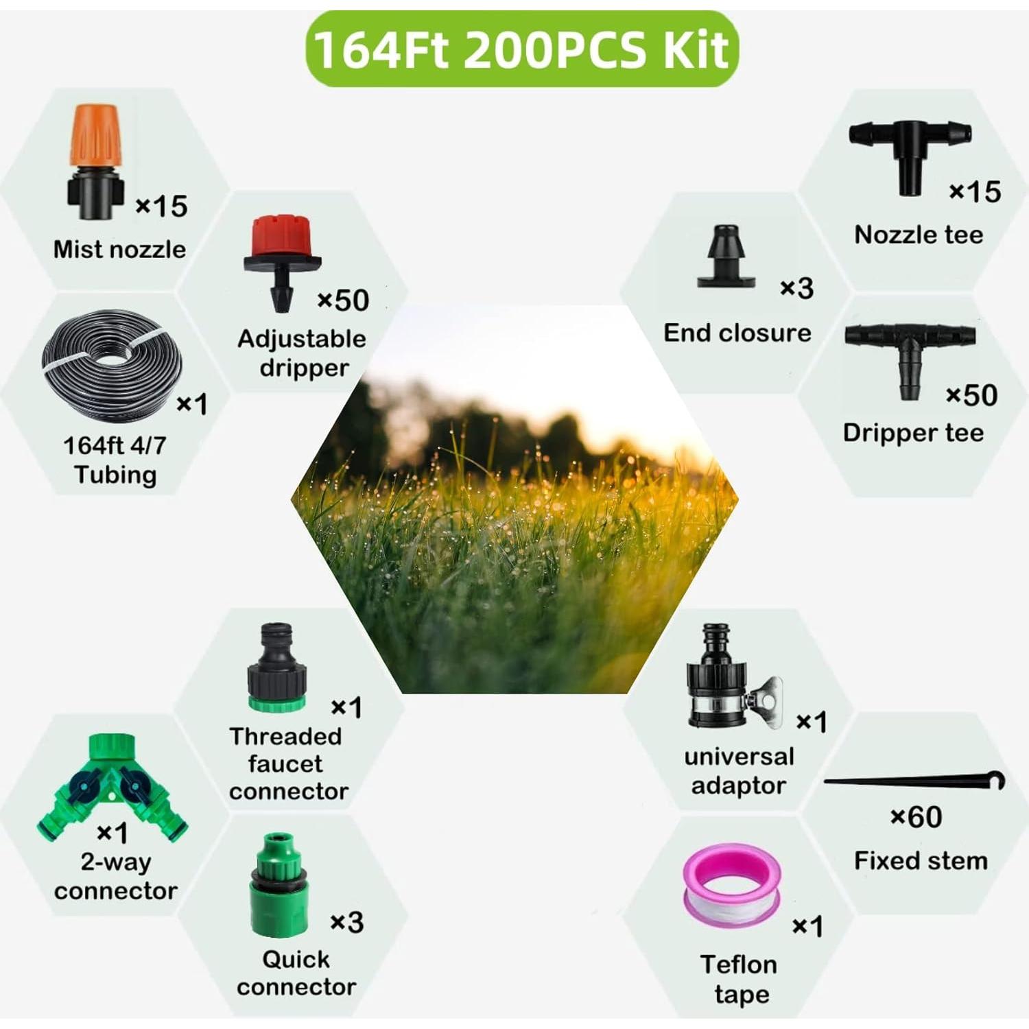 Kit de riego por goteo PEISONGFEI 50m automático jardín