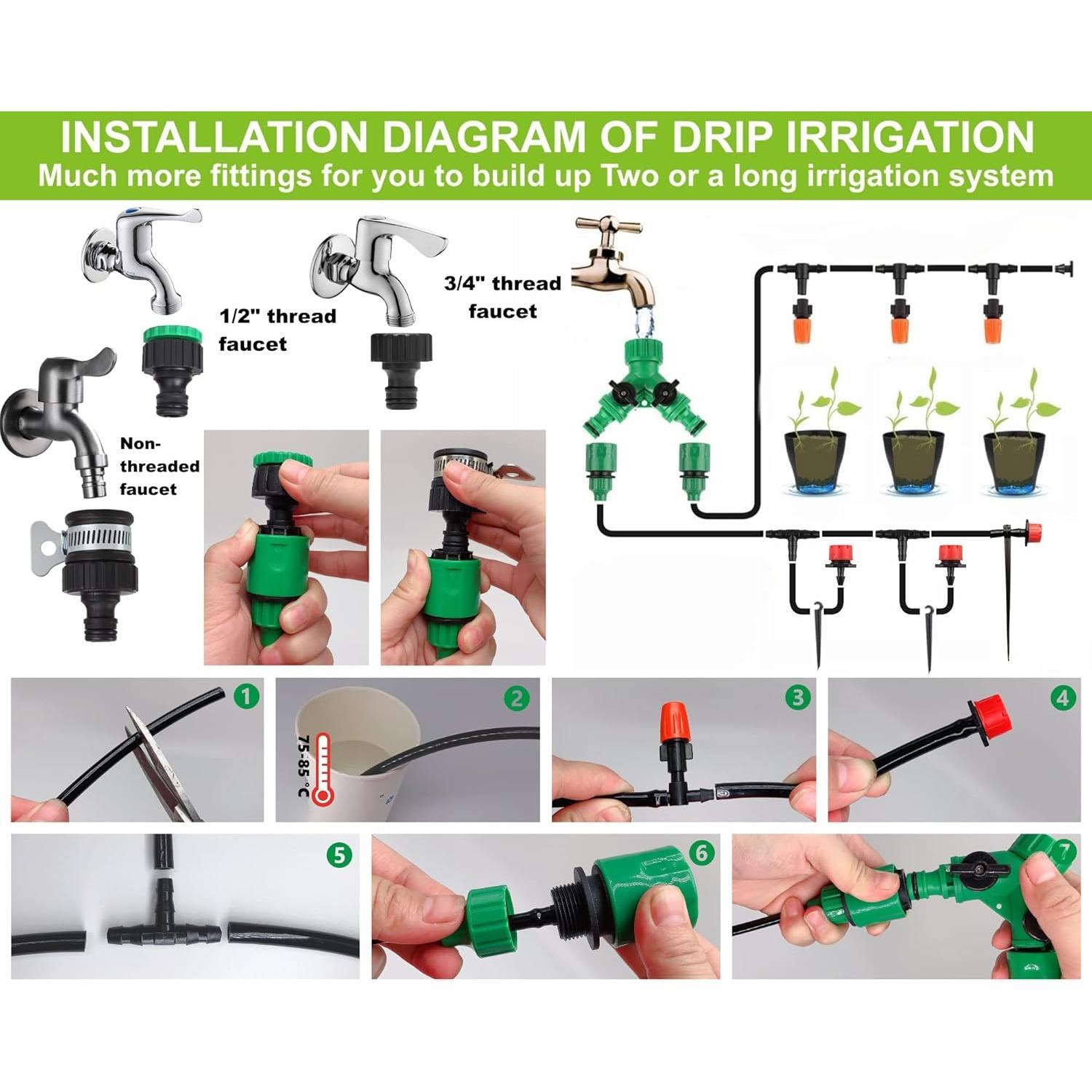 Kit de riego por goteo PEISONGFEI 50m automático jardín