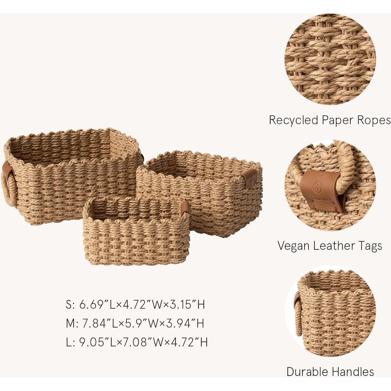 Cestas de Almacenamiento de Mimbre LA JOLIE MUSE - Juego de 3