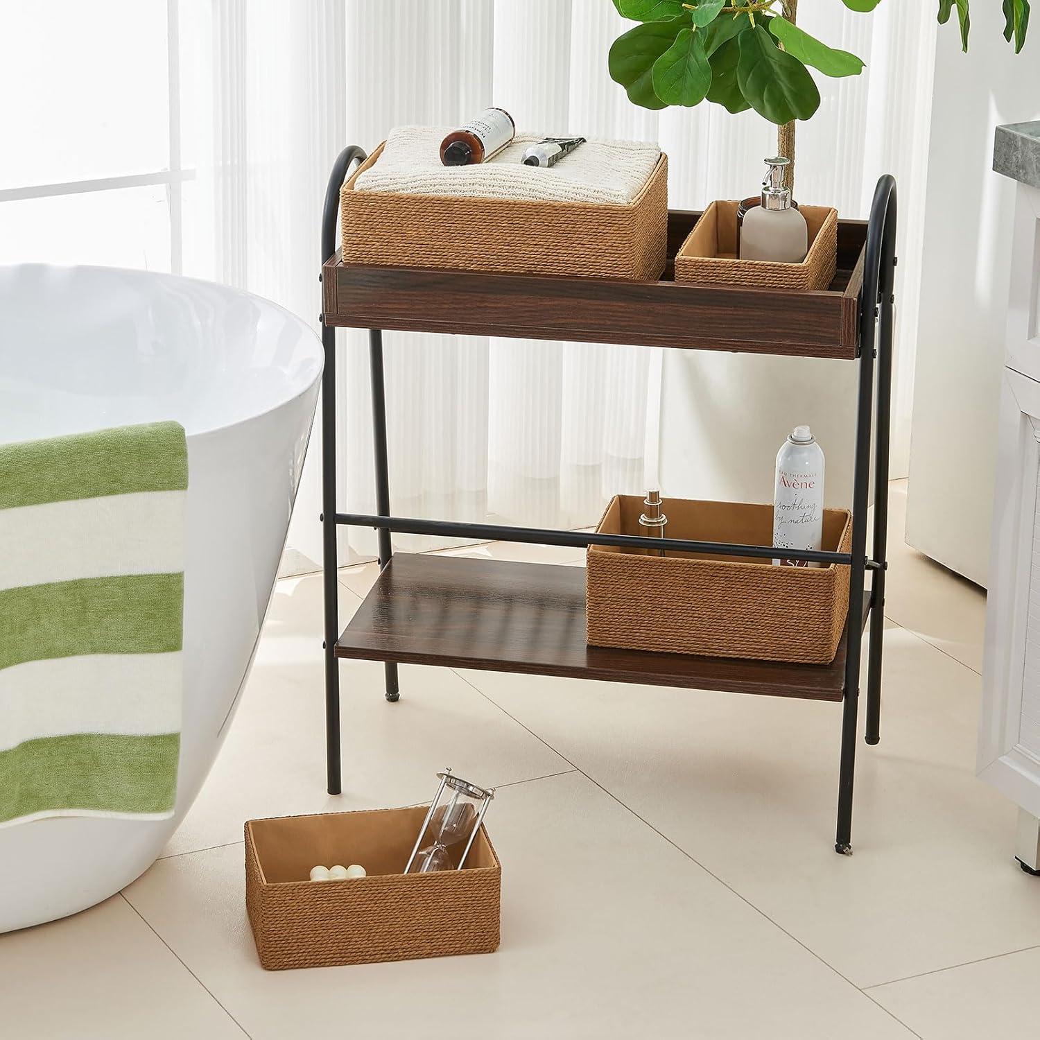 Cesta de Almacenamiento de Mimbre PROLAND Amarilla - Juego de 4