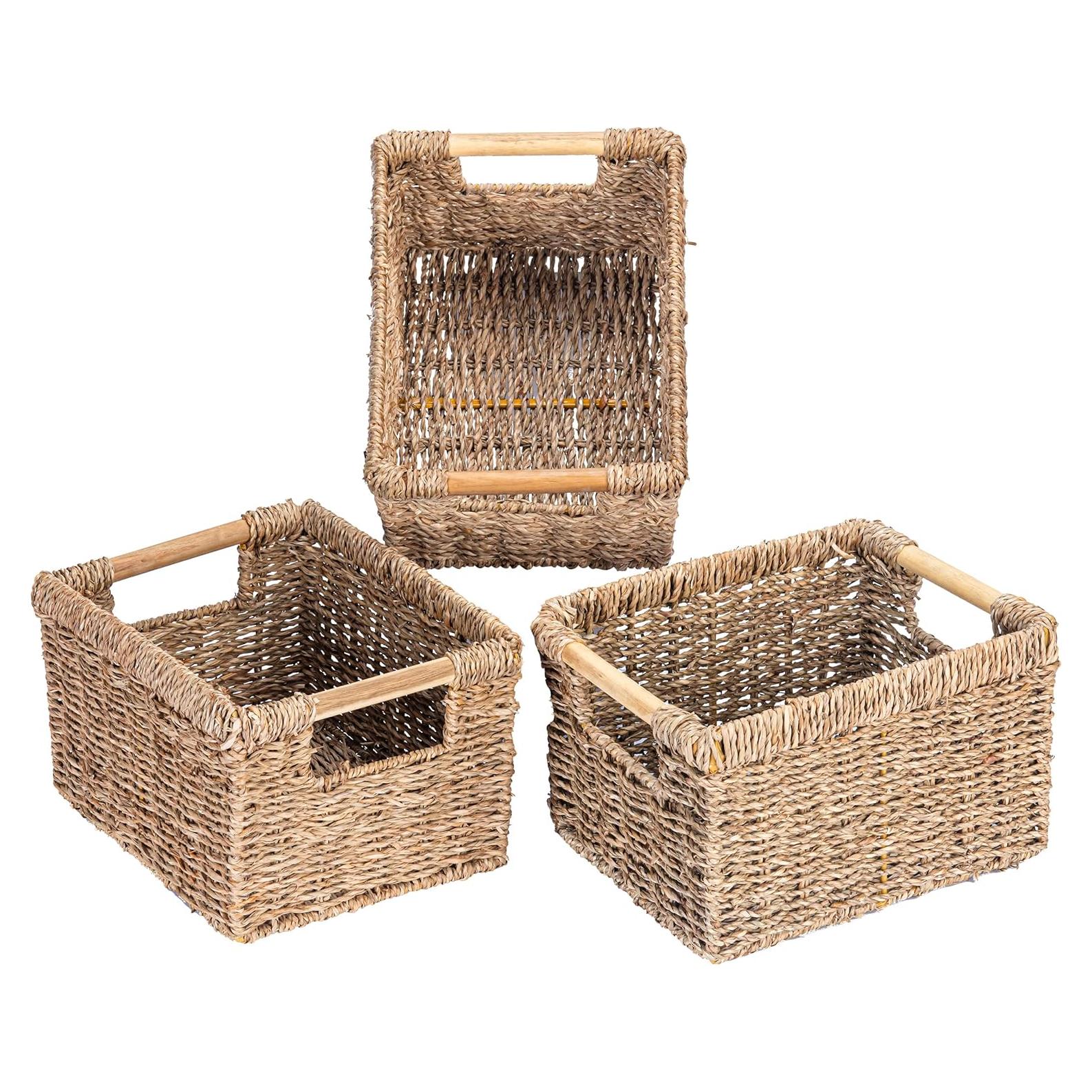 Cesta de Mimbre Rectangular VATIMA 3 Piezas 26.2x19.6x16 cm