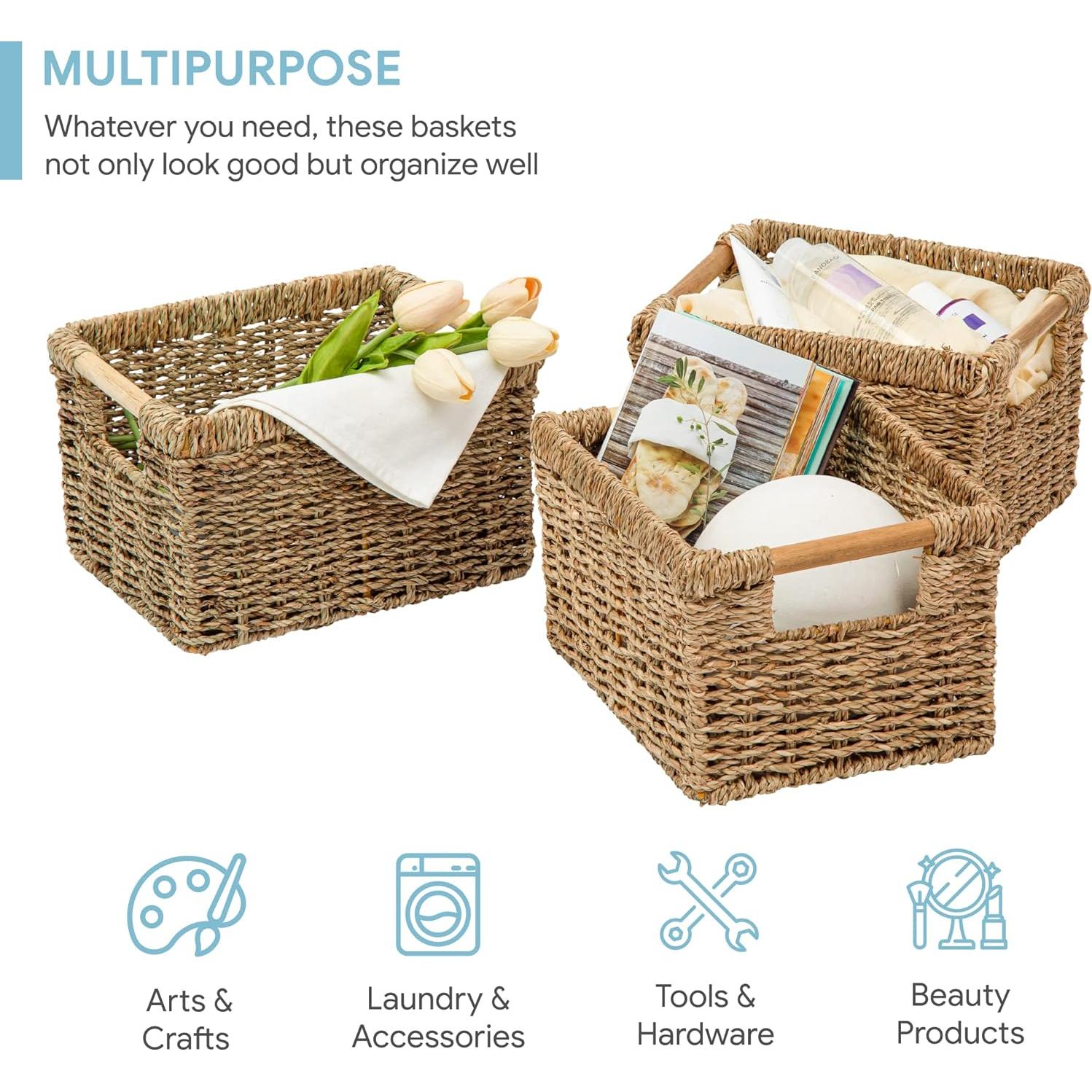 Cesta de Mimbre Rectangular VATIMA 3 Piezas 26.2x19.6x16 cm