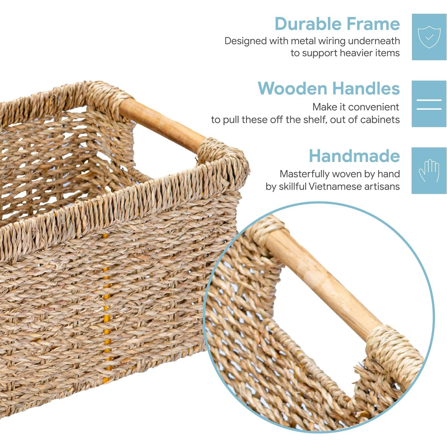 Cesta de Mimbre Rectangular VATIMA 3 Piezas 26.2x19.6x16 cm