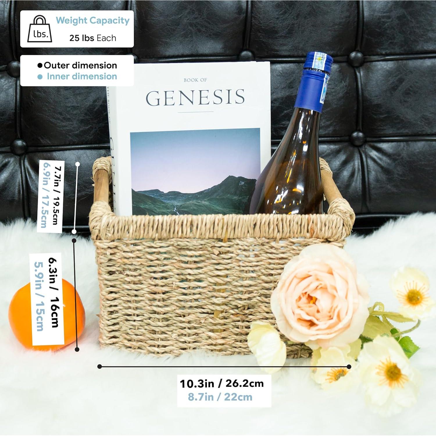 Cesta de Mimbre Rectangular VATIMA 3 Piezas 26.2x19.6x16 cm