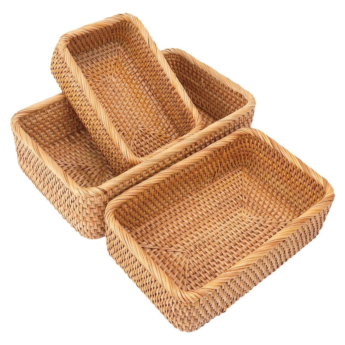 Juego de 3 Cestas de Almacenamiento Rectangulares Geytetqi