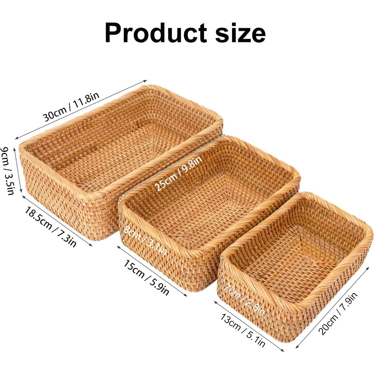 Juego de 3 Cestas de Almacenamiento Rectangulares Geytetqi