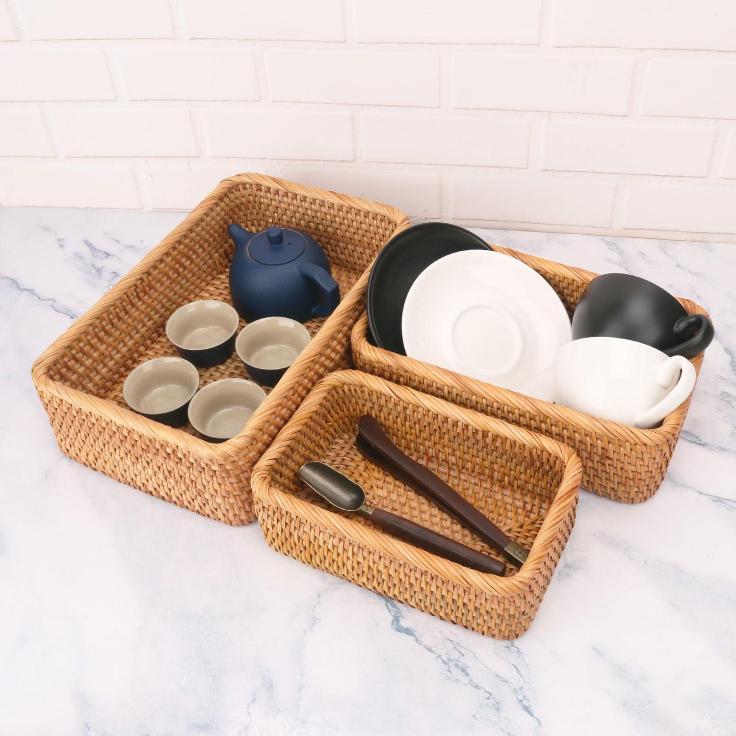 Juego de 3 Cestas de Almacenamiento Rectangulares Geytetqi