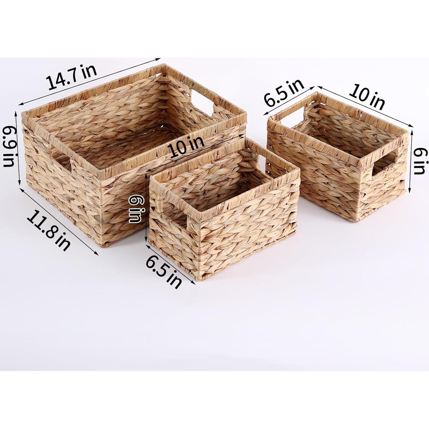 Juego de 3 Cestas de Almacenamiento Ratan PIUNYXO Beige