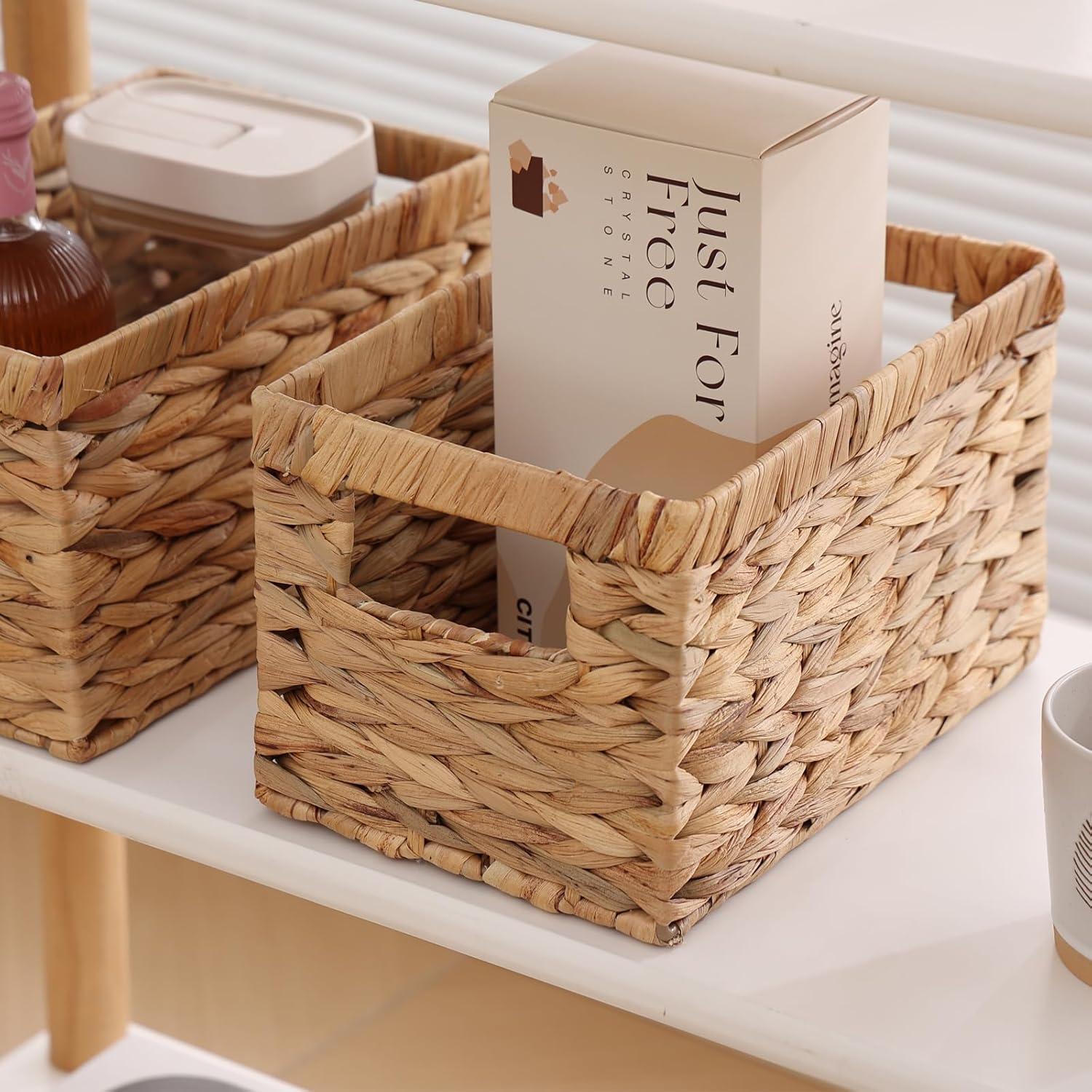 Juego de 3 Cestas de Almacenamiento Ratan PIUNYXO Beige