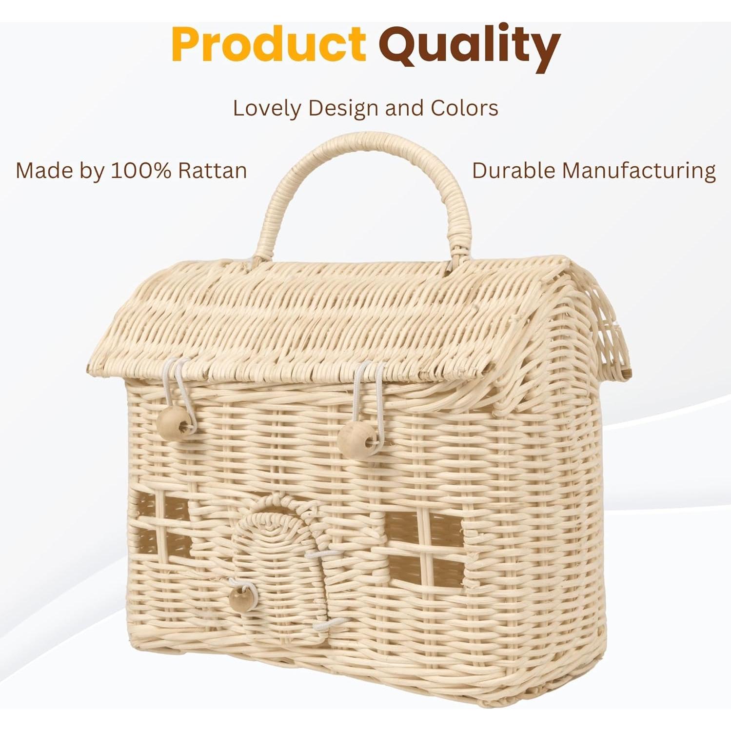 Cesta de Almacenamiento KOLWOVEN de Ratán Natural con Tapa