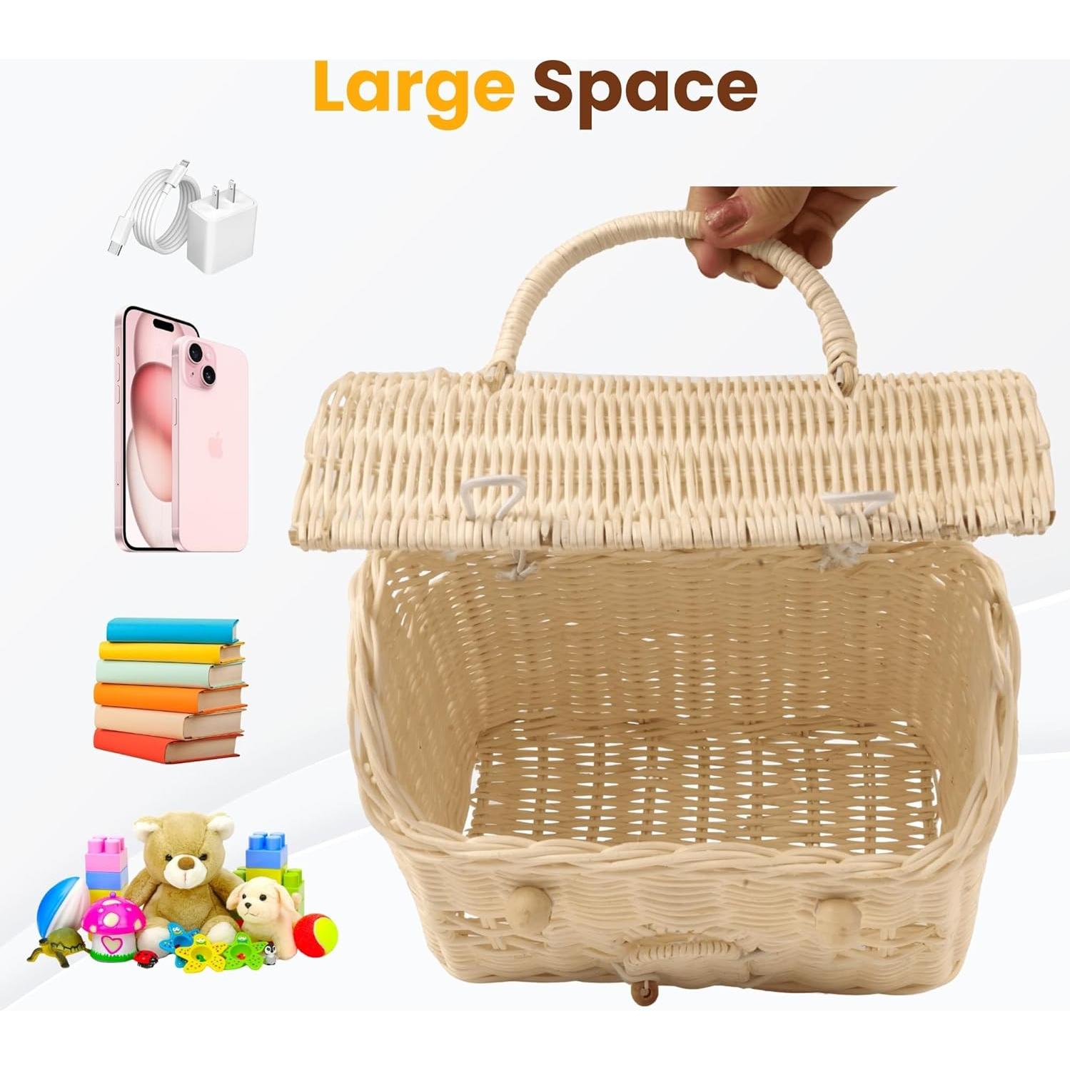 Cesta de Almacenamiento KOLWOVEN de Ratán Natural con Tapa