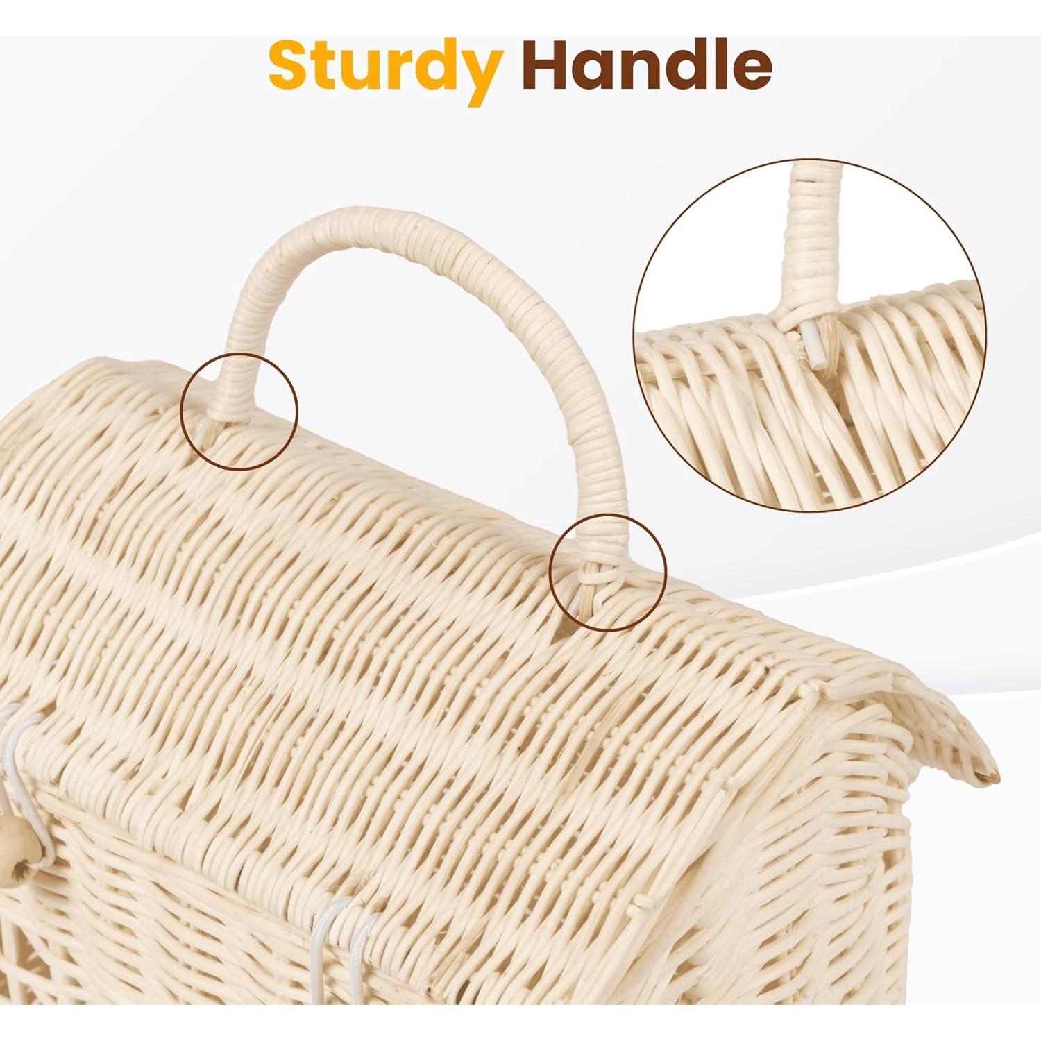 Cesta de Almacenamiento KOLWOVEN de Ratán Natural con Tapa