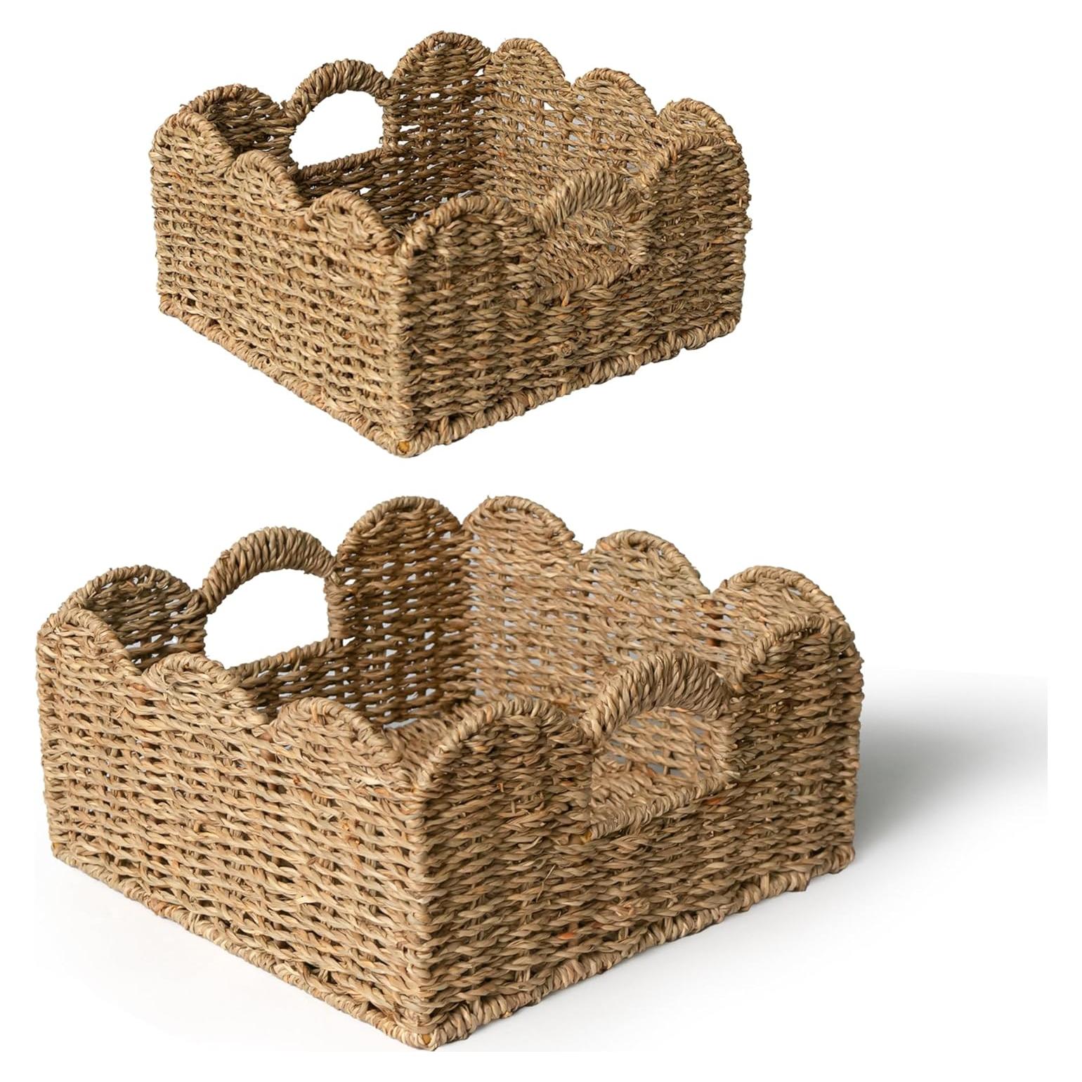 KOKODO Juego de 2 Cestas de Mimbre Tejidas a Mano - Almacenamiento