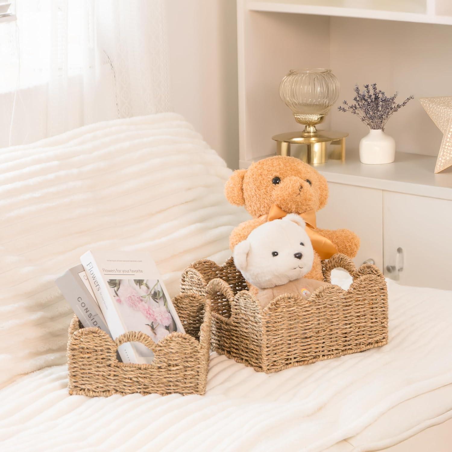 KOKODO Juego de 2 Cestas de Mimbre Tejidas a Mano - Almacenamiento