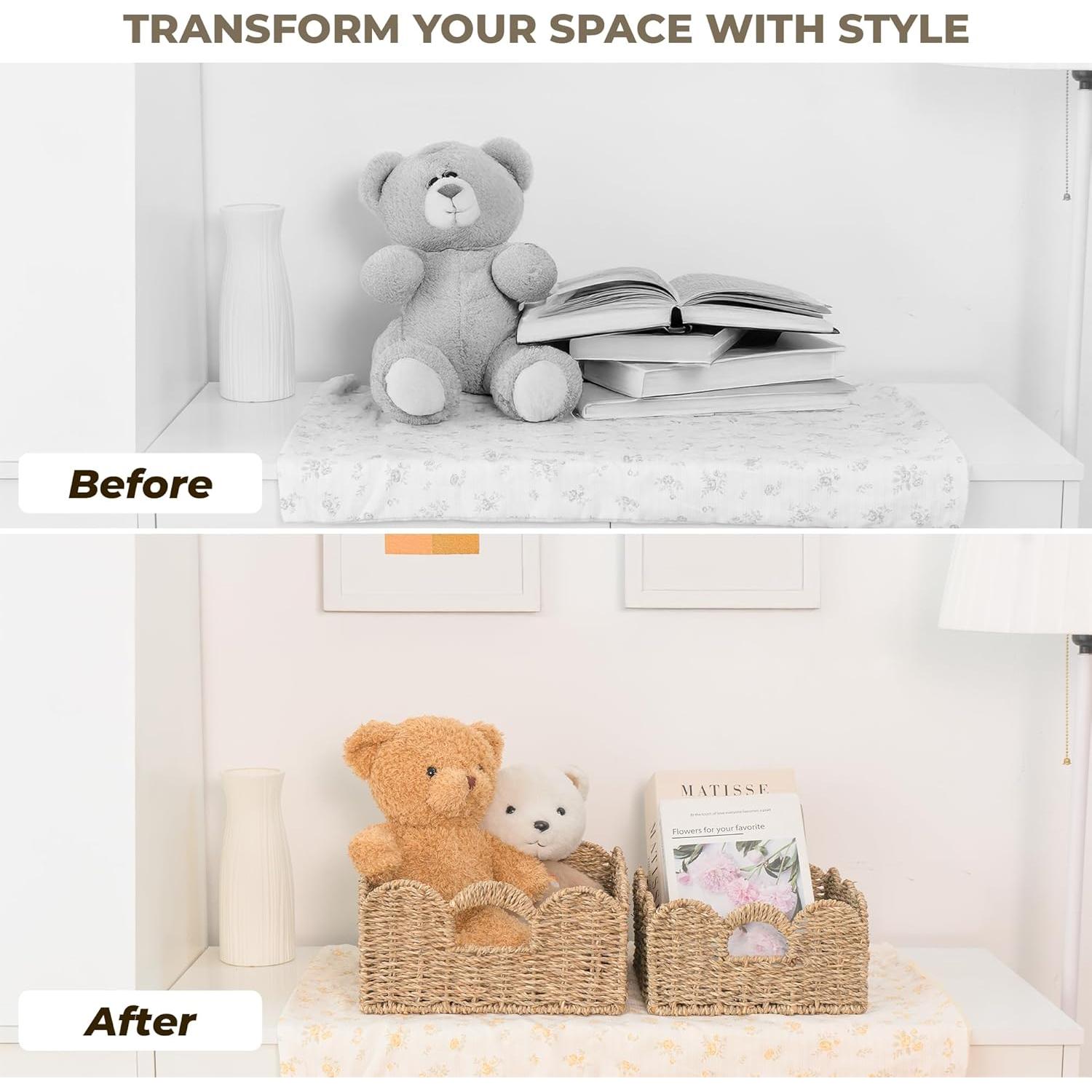 KOKODO Juego de 2 Cestas de Mimbre Tejidas a Mano - Almacenamiento