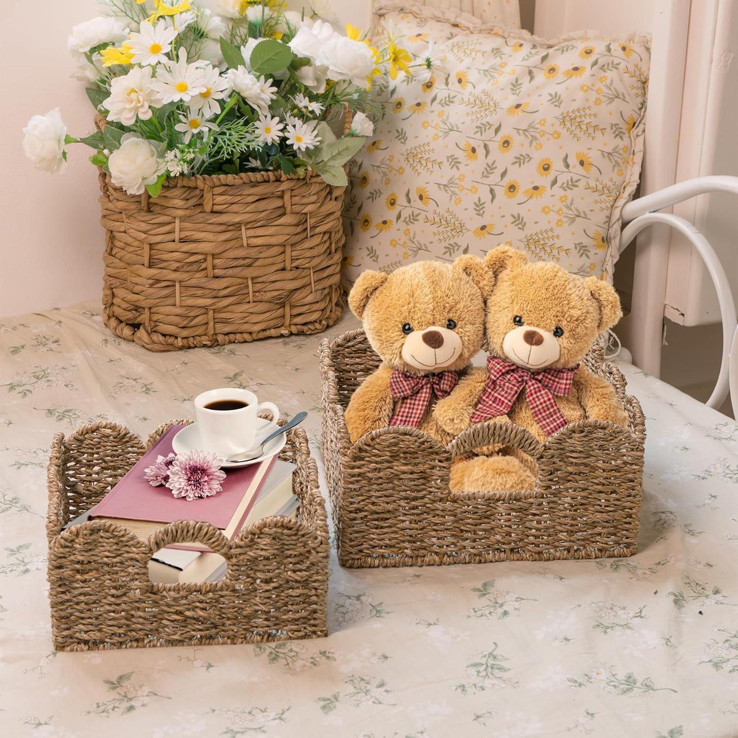 KOKODO Juego de 2 Cestas de Mimbre Tejidas a Mano - Almacenamiento