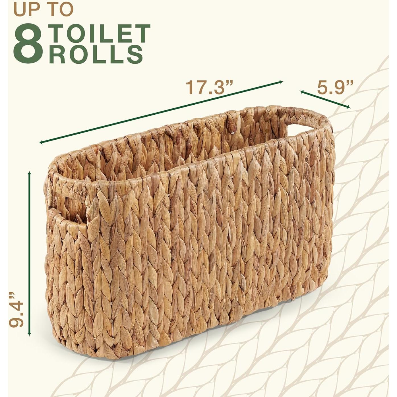 Toilet Paper Storage Basket, Toilet Paper Holder with Storage for Up to 8 Rolls, Coastal Bathroom Decor, Rattan Bathroom Accessories