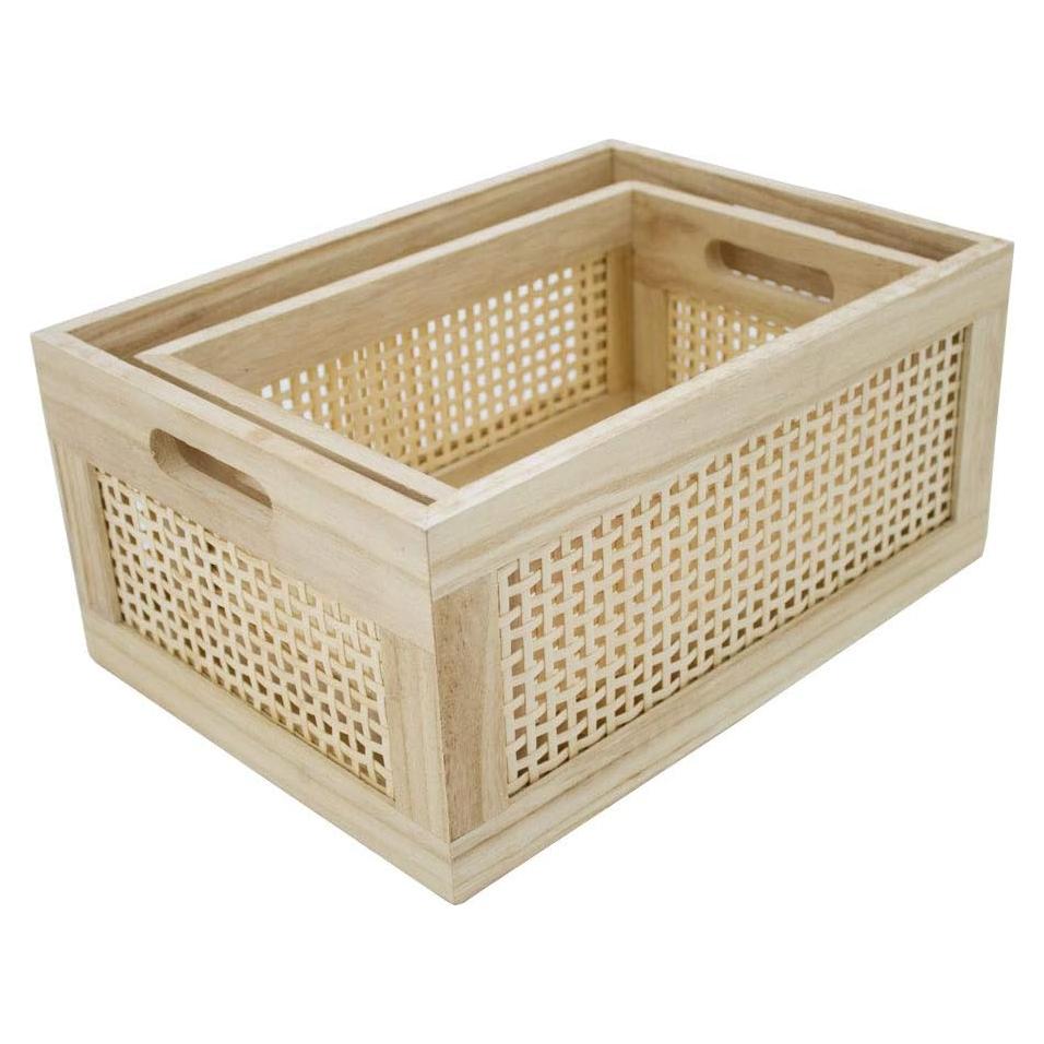 Cesta de Almacenamiento de Madera HDKJ - 2 Piezas Rectangulares