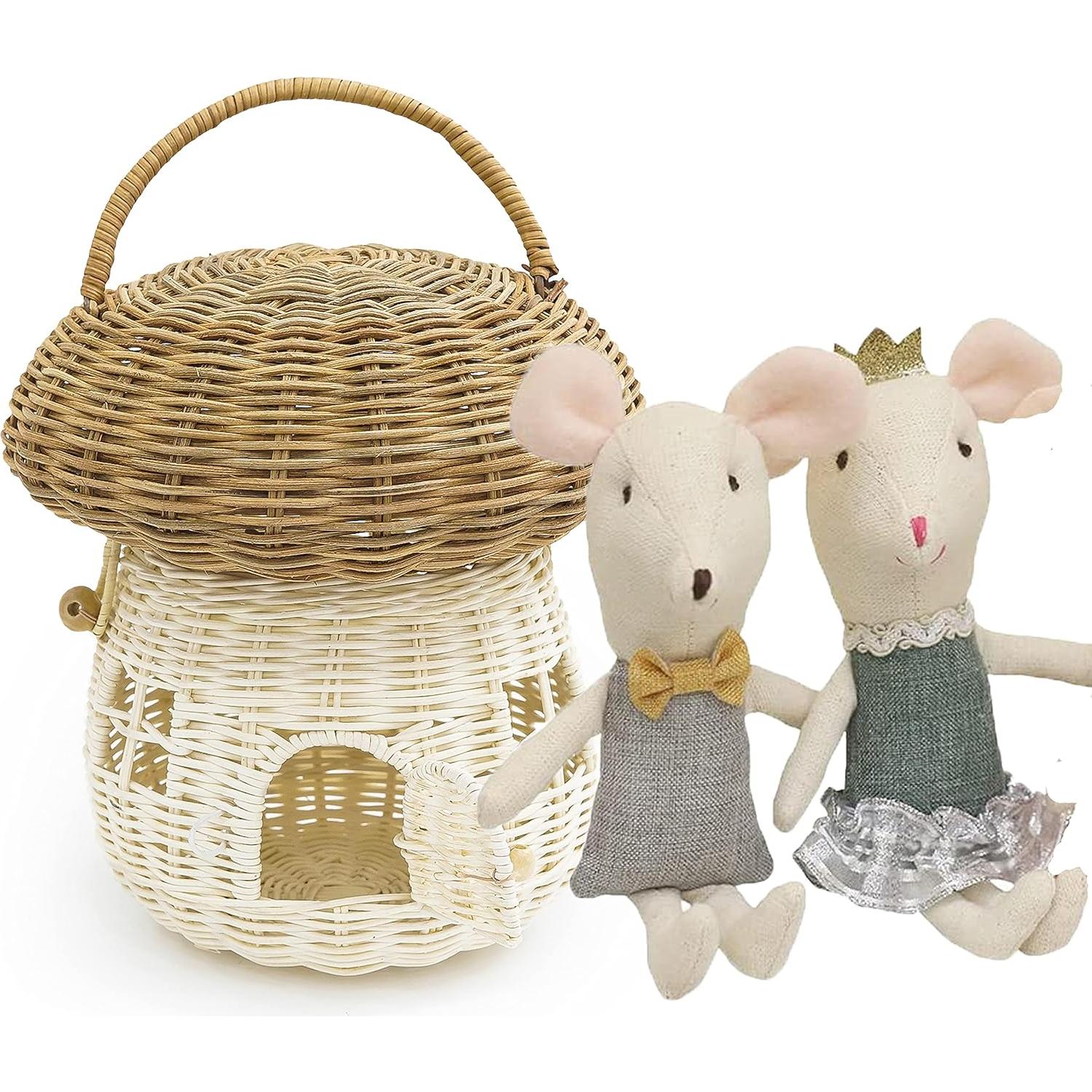 Cesta de Almacenamiento KOLWOVEN de Rattan Natural con Tapa - 22cm