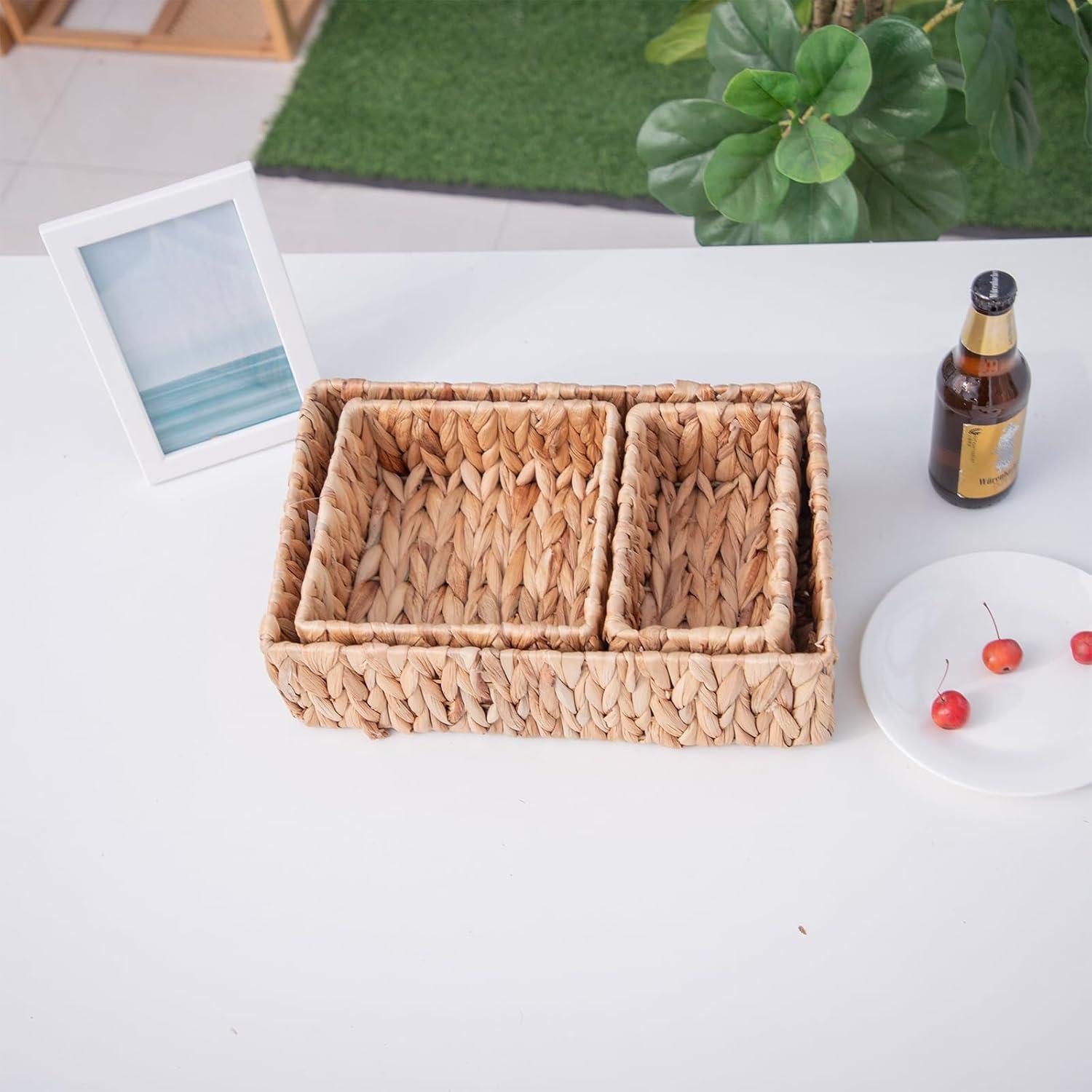 Juego de Cestas de Almacenamiento MIZHICRAFT 3 Piezas Natural