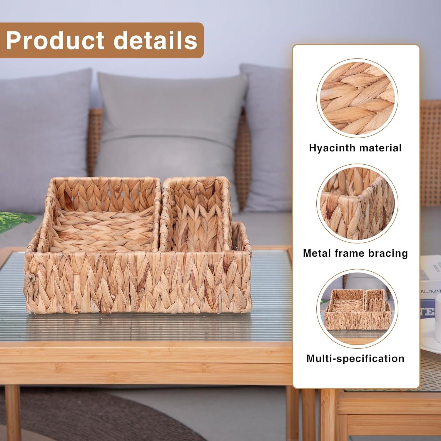 Juego de Cestas de Almacenamiento MIZHICRAFT 3 Piezas Natural