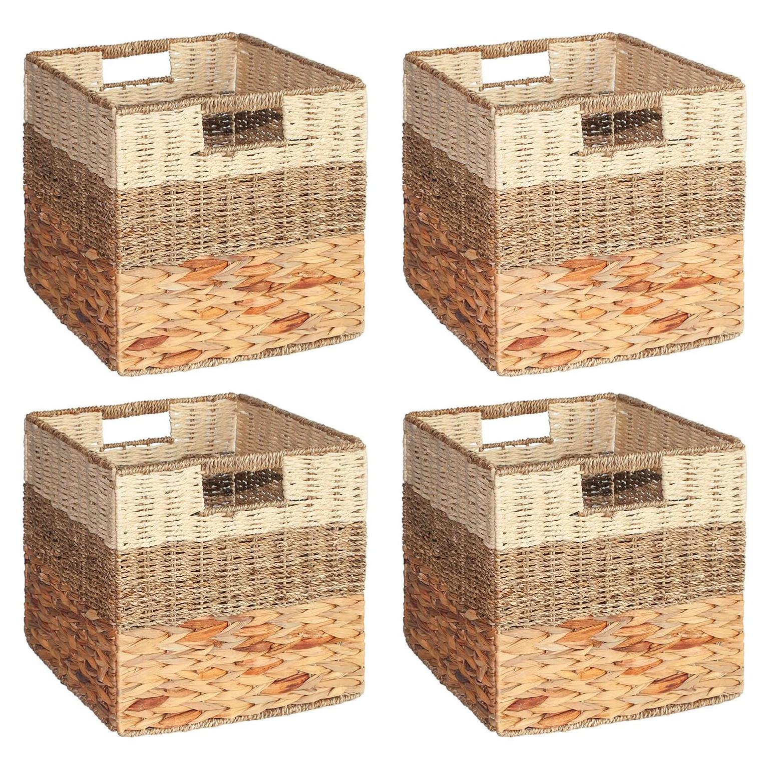 Canastas de Mimbre SpaceAid 4 Pack 30.48 cm Diseño 3 Patrones