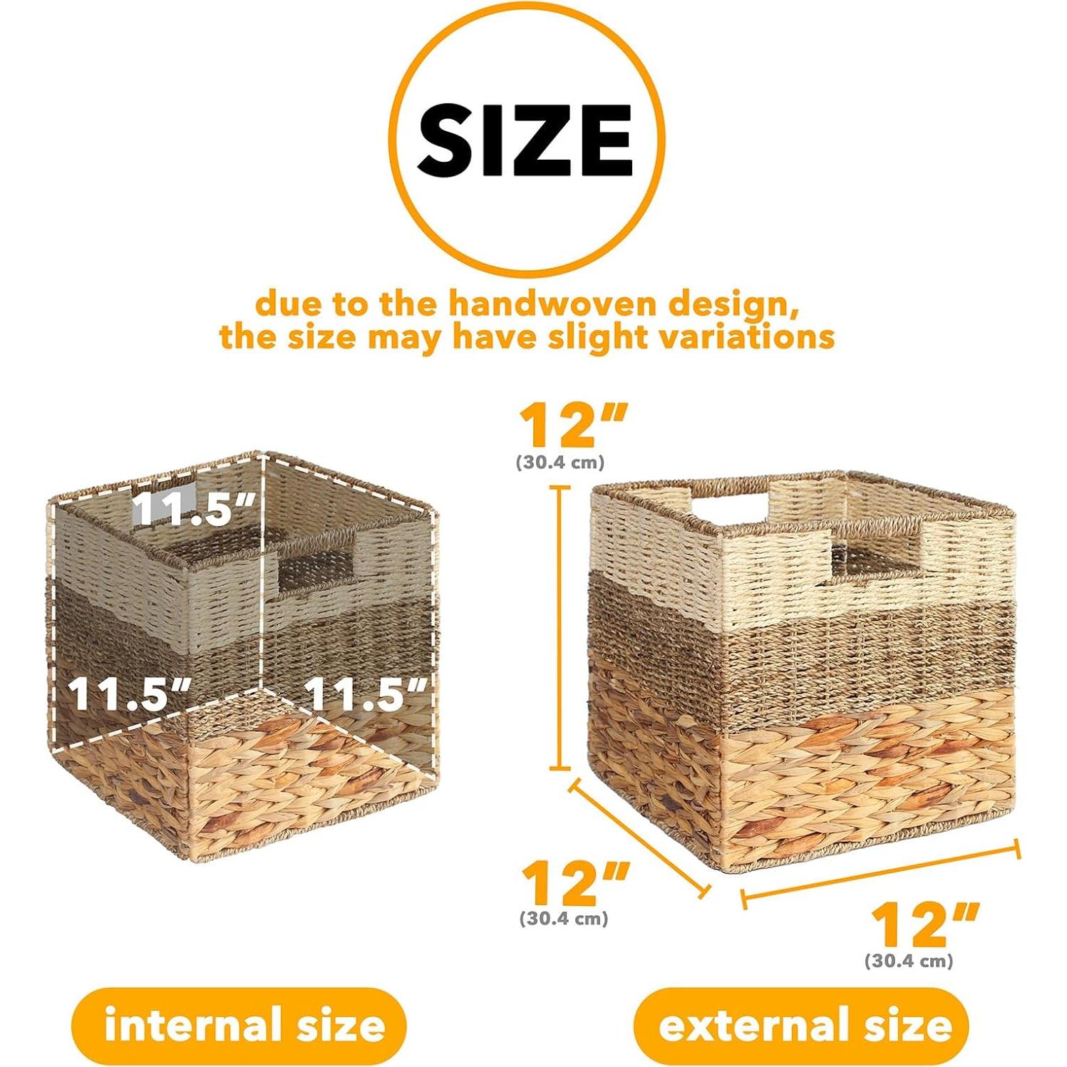 Canastas de Mimbre SpaceAid 4 Pack 30.48 cm Diseño 3 Patrones