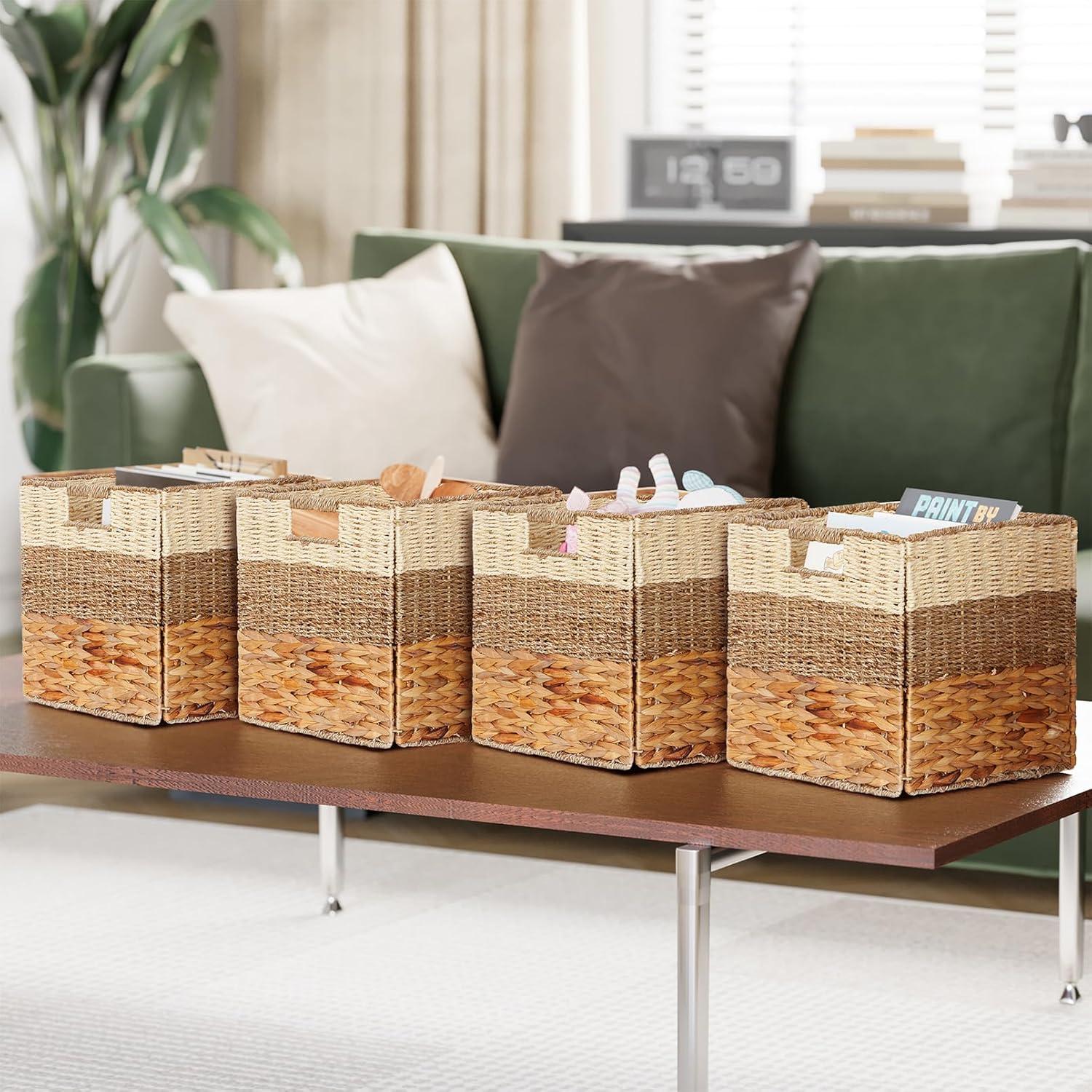 Canastas de Mimbre SpaceAid 4 Pack 30.48 cm Diseño 3 Patrones