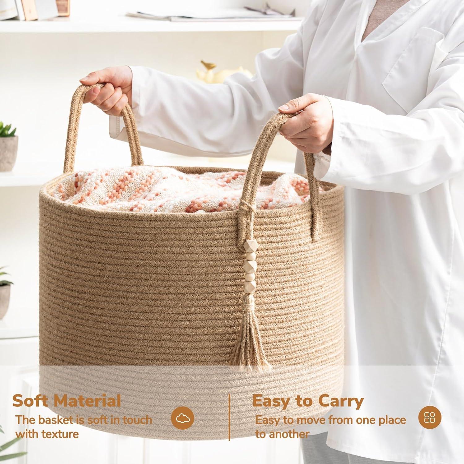 Cesta de Almacenamiento Redonda Goodpick de Yute 45x32 cm