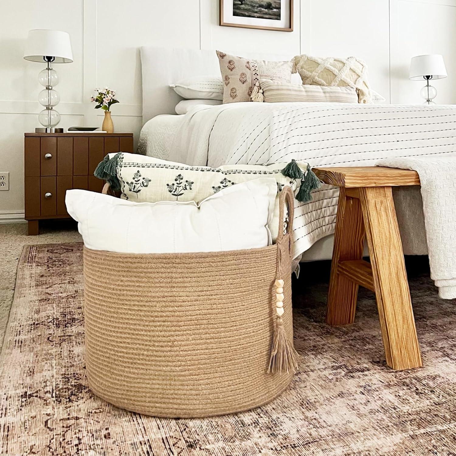 Cesta de Almacenamiento Redonda Goodpick de Yute 45x32 cm