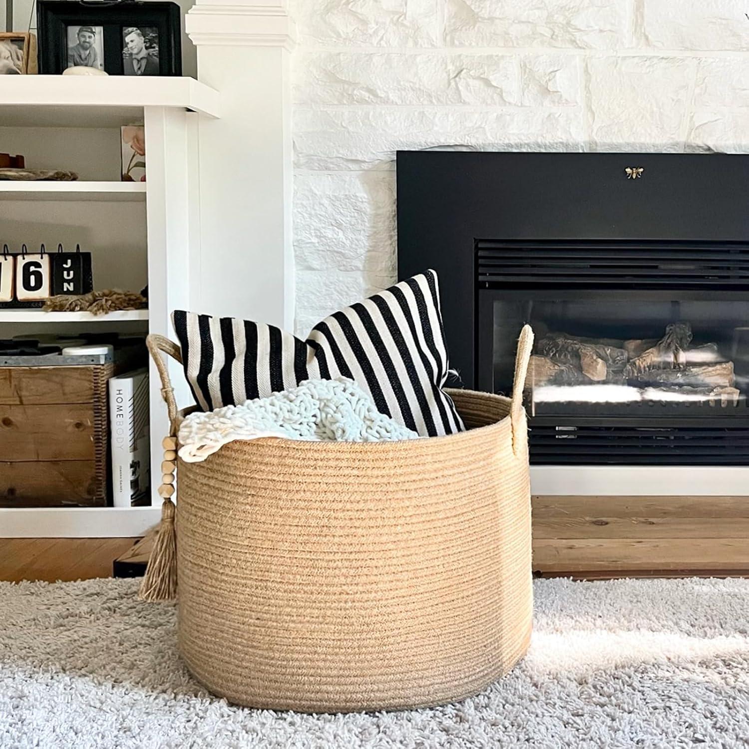 Cesta de Almacenamiento Redonda Goodpick de Yute 45x32 cm