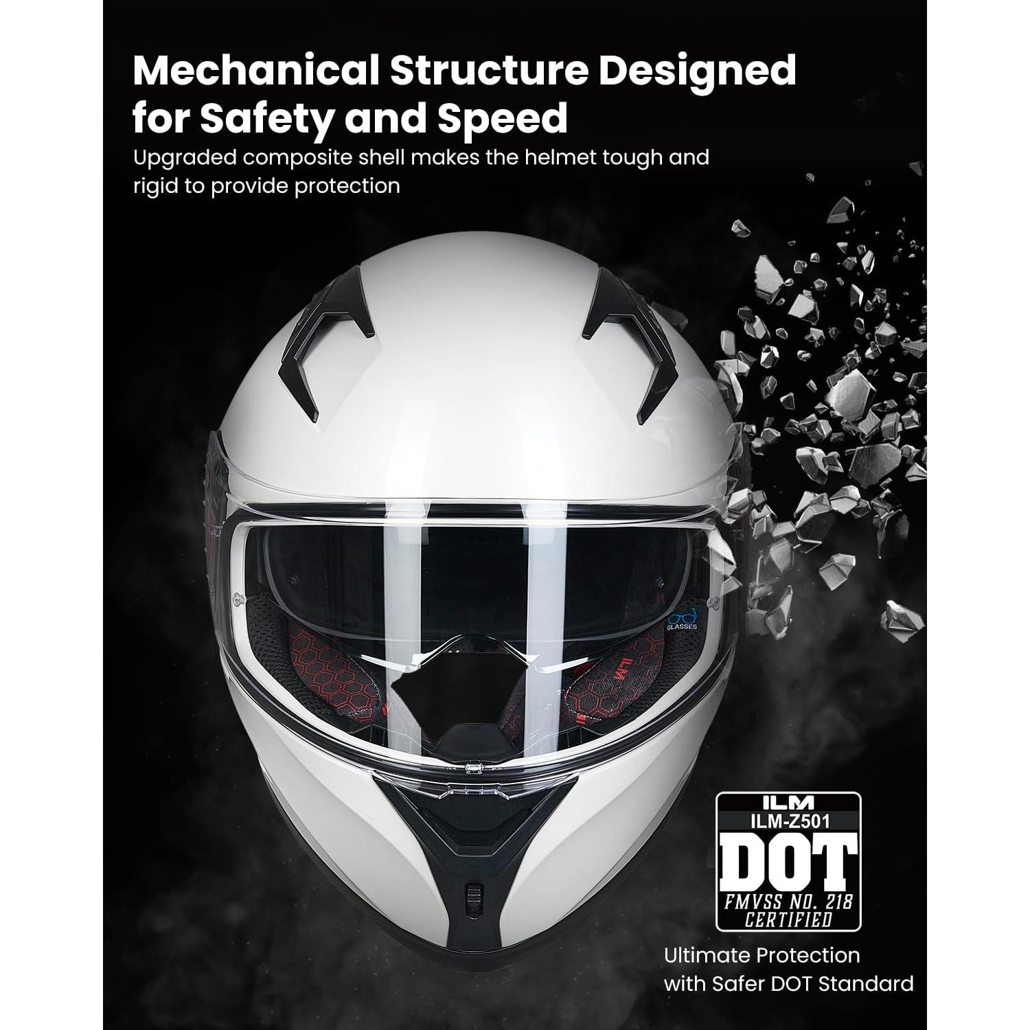 Casco de Motocicleta ILM Z501 Rojo Armadura con Visera