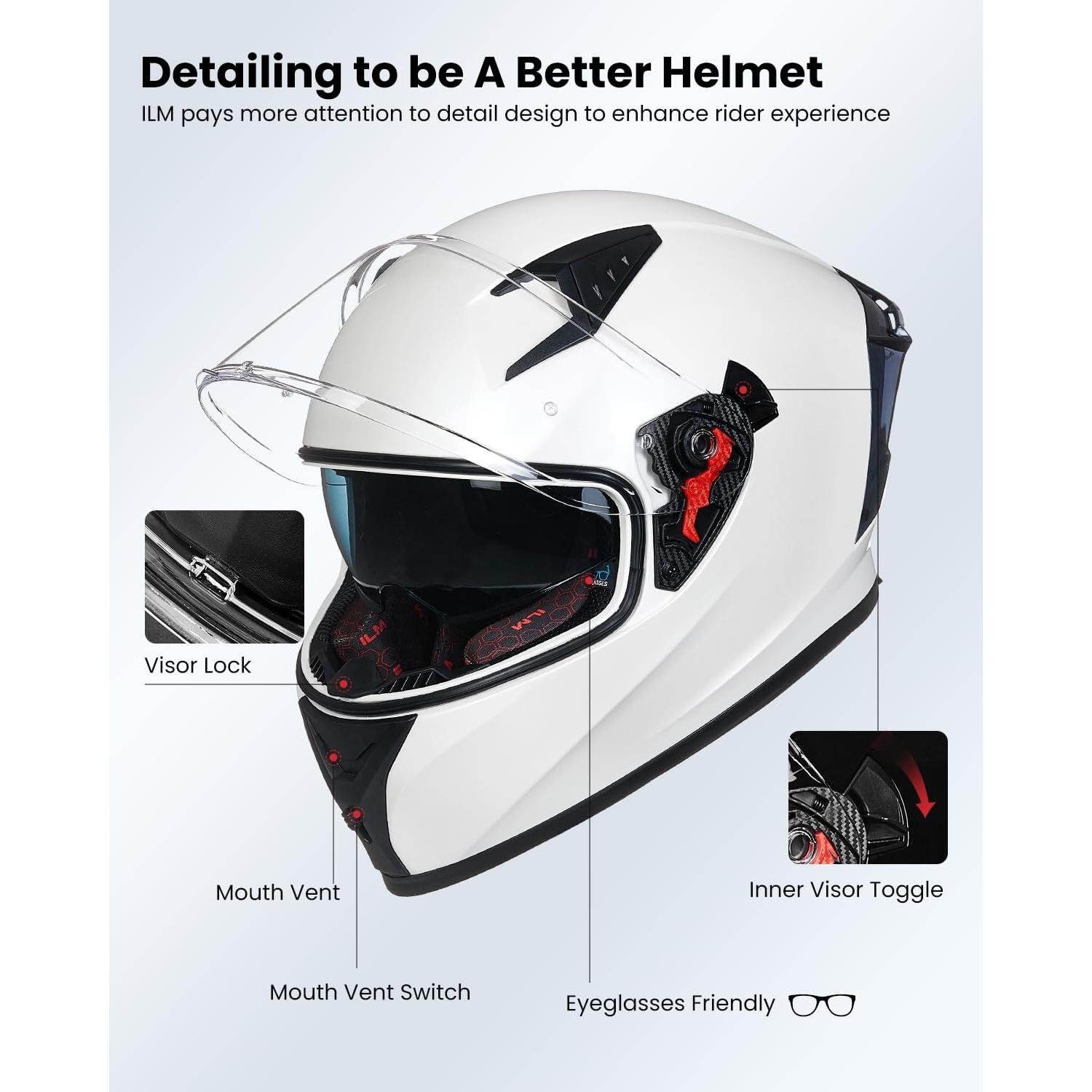 Casco de Motocicleta ILM Z501 Rojo Armadura con Visera