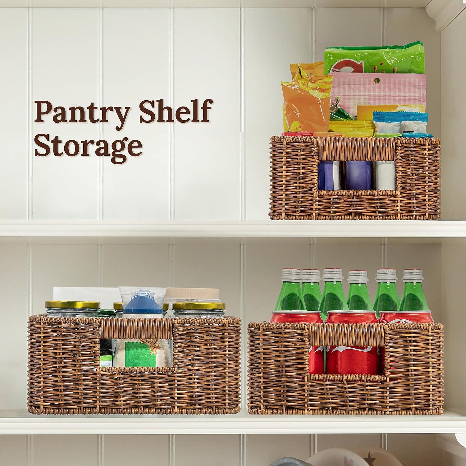 Cestas de Almacenamiento WeeNest Set de 3 Mimbre Toffee