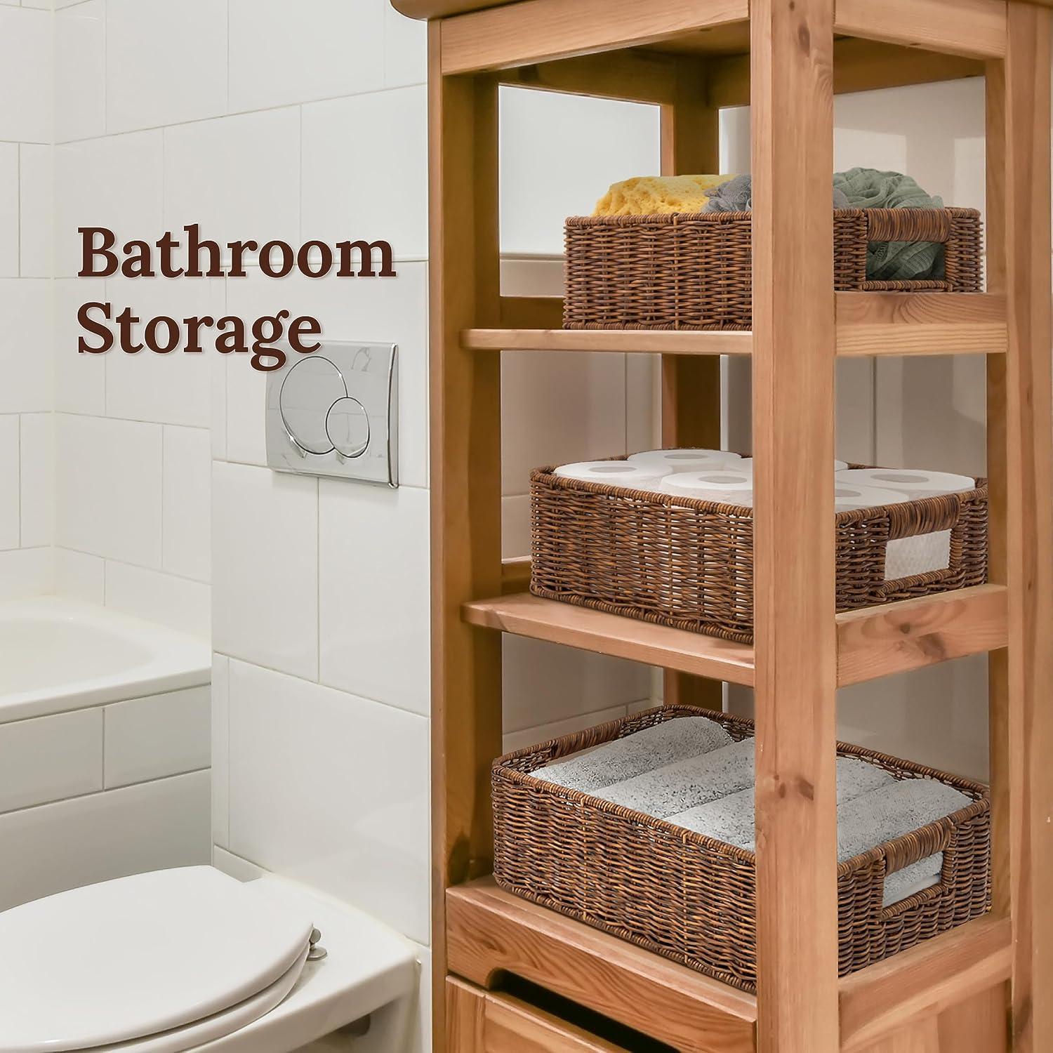 Cestas de Almacenamiento WeeNest Set de 3 Mimbre Toffee