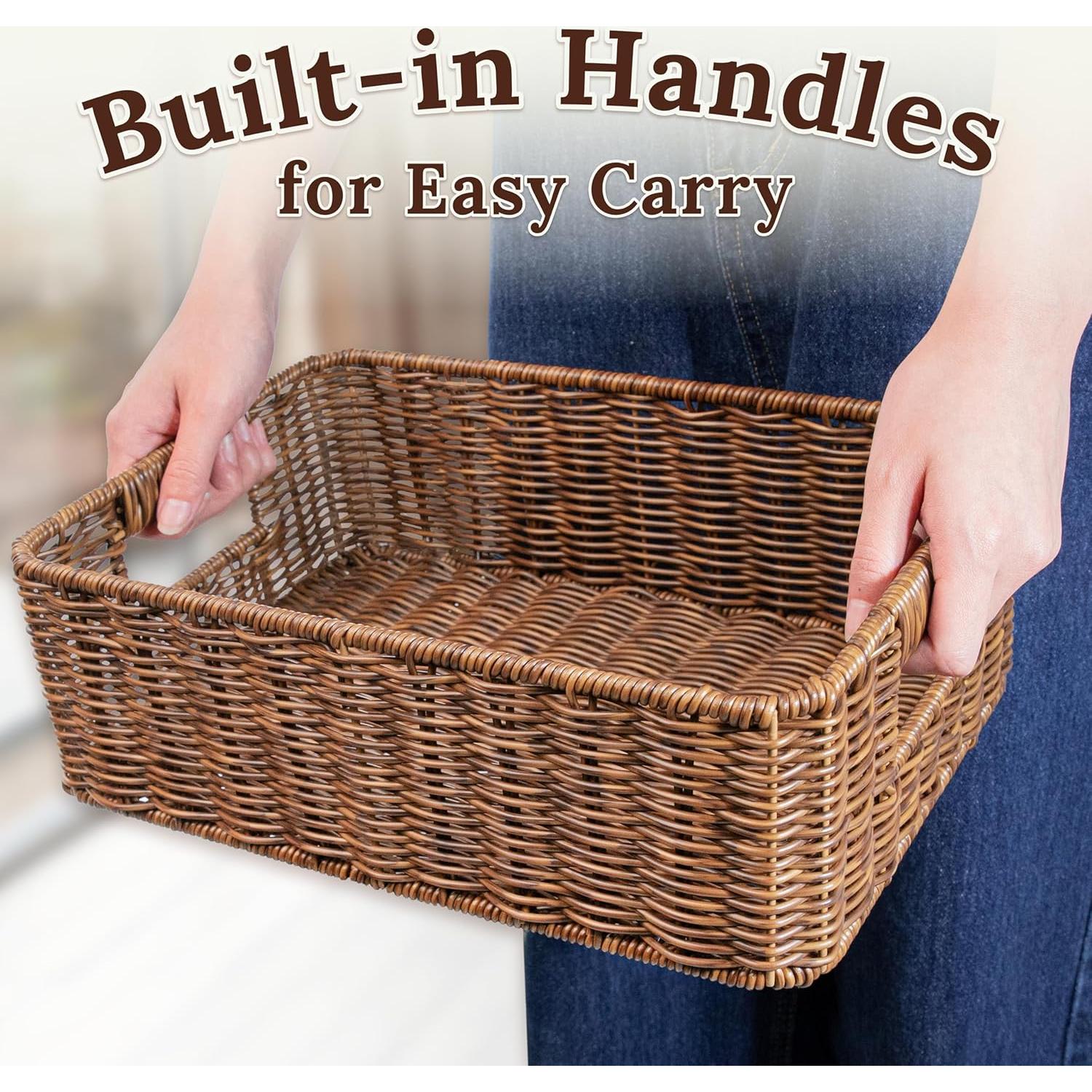 Cestas de Almacenamiento WeeNest Set de 3 Mimbre Toffee