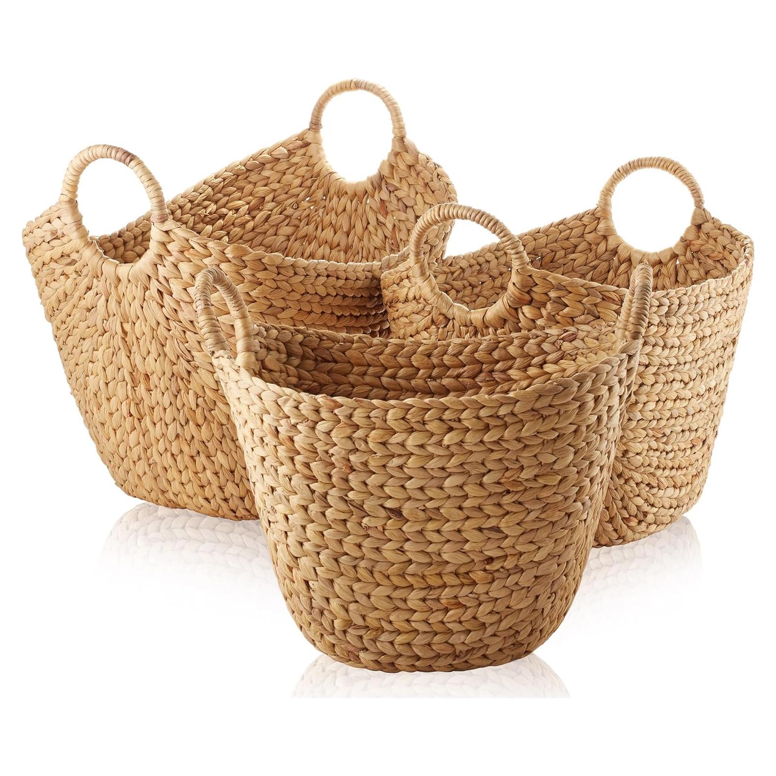 Conjunto de 3 Cestas de Almacenamiento Casafield - Juncos Naturales