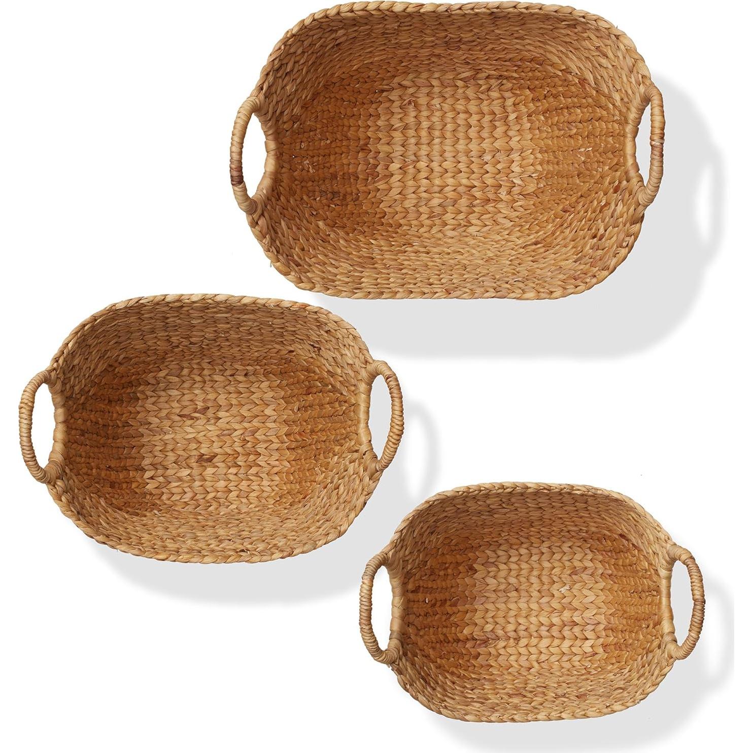 Conjunto de 3 Cestas de Almacenamiento Casafield - Juncos Naturales