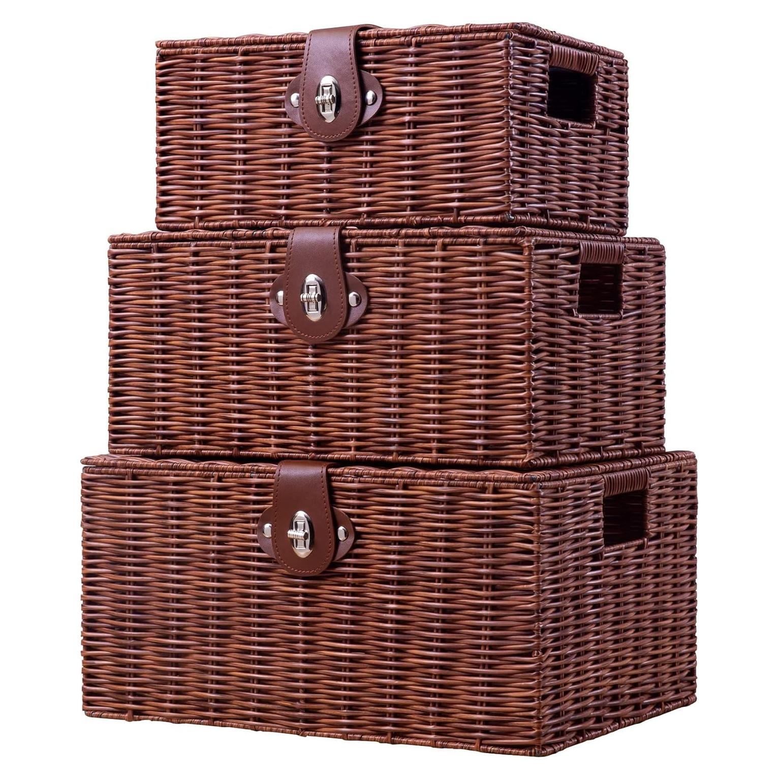 Juego de 3 Cestas de Almacenamiento Homepeaz - Natural