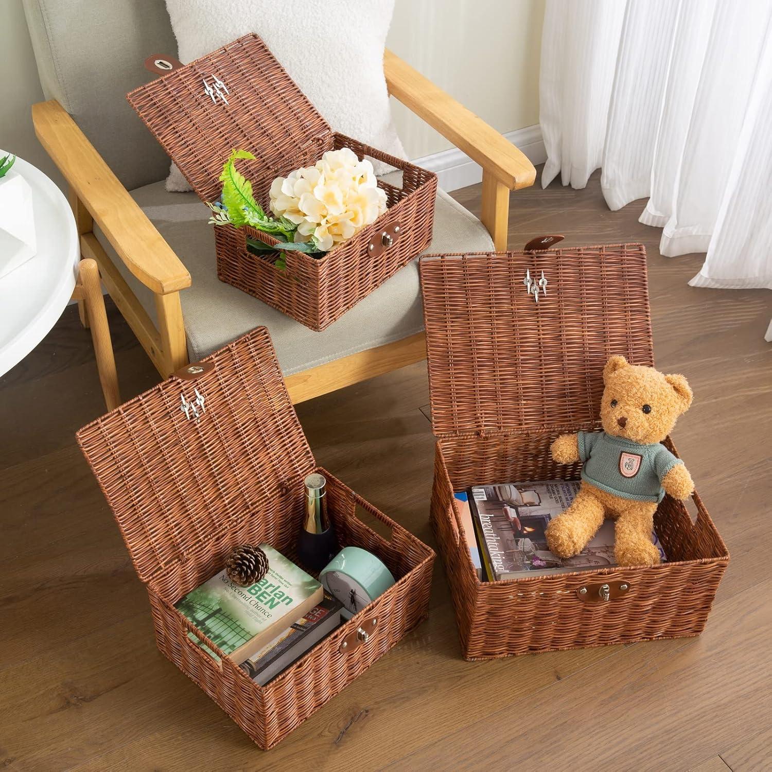 Juego de 3 Cestas de Almacenamiento Homepeaz - Natural