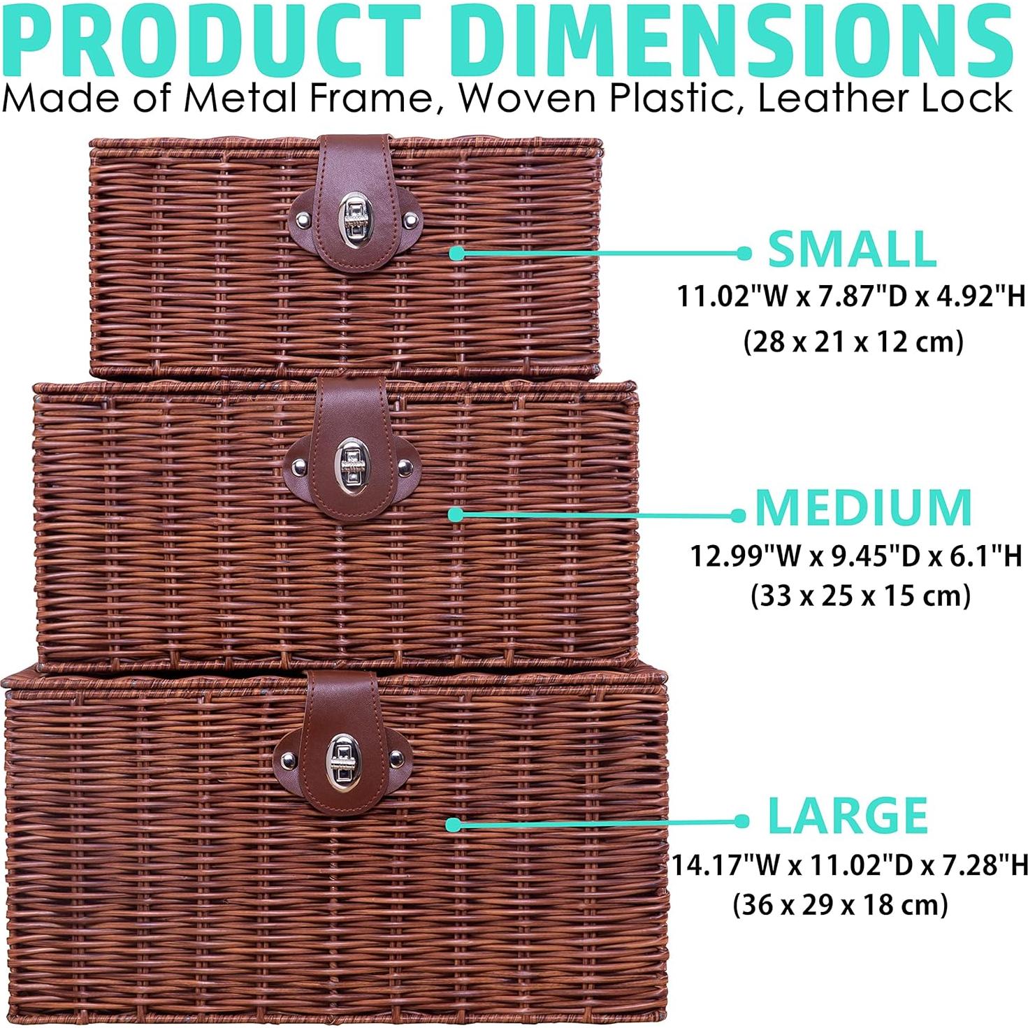 Juego de 3 Cestas de Almacenamiento Homepeaz - Natural