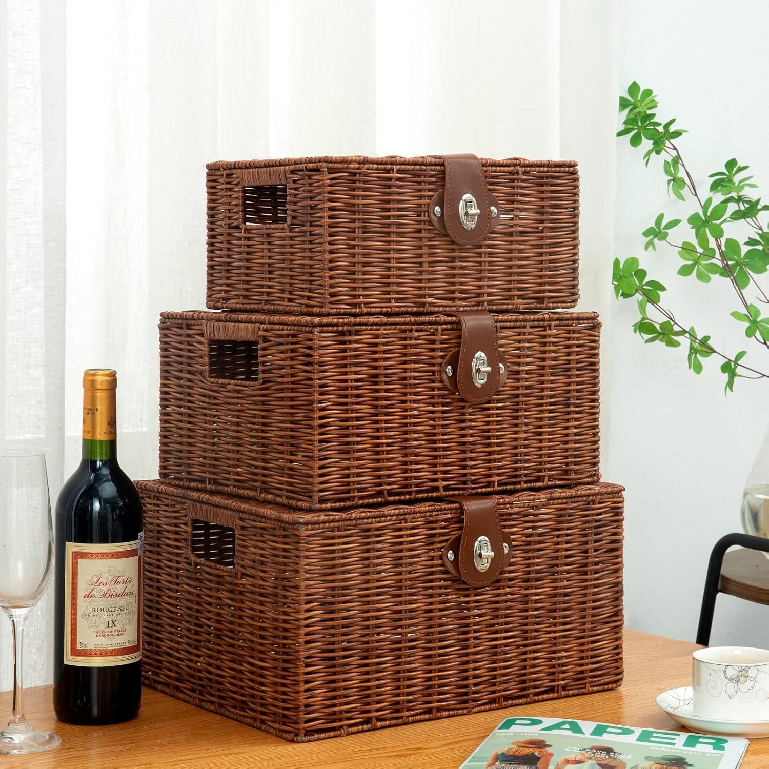 Juego de 3 Cestas de Almacenamiento Homepeaz - Natural