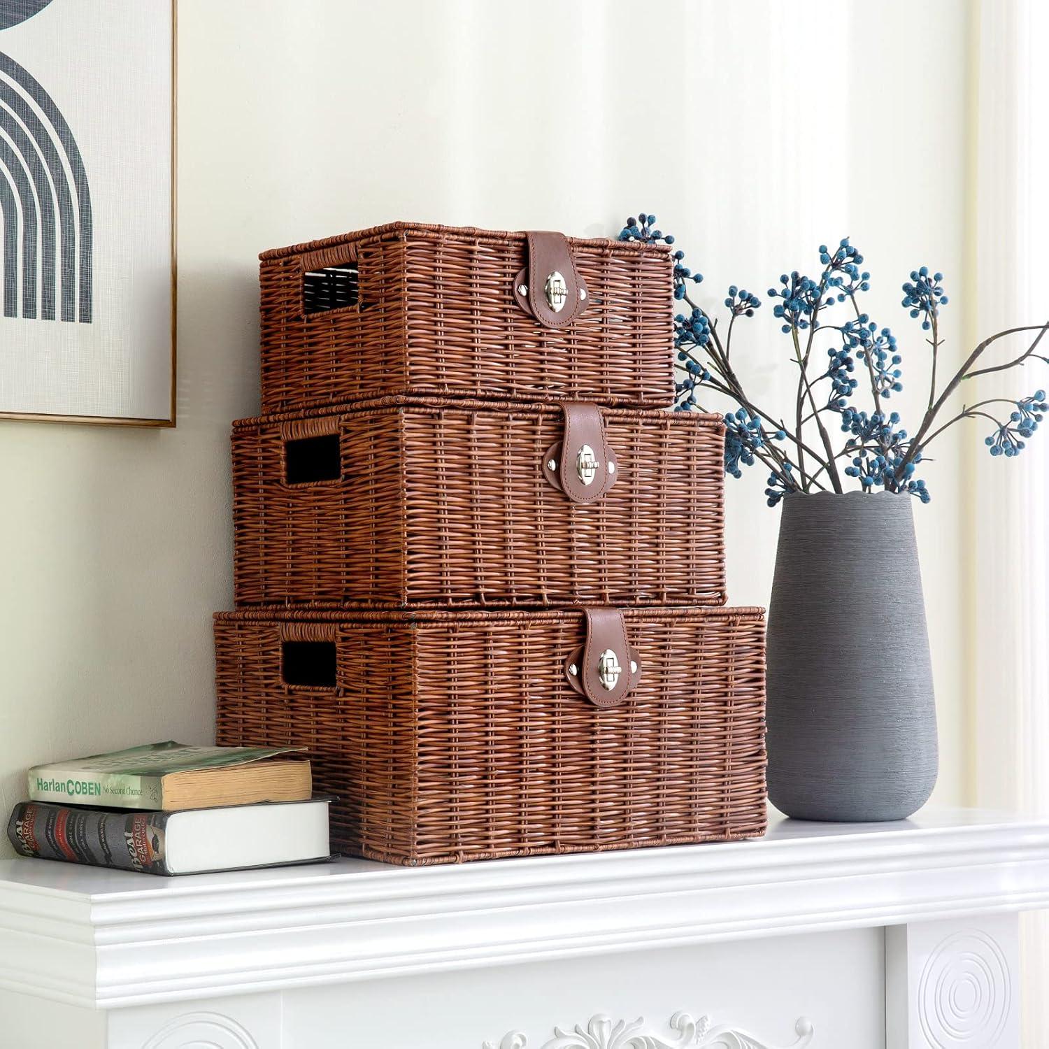 Juego de 3 Cestas de Almacenamiento Homepeaz - Natural