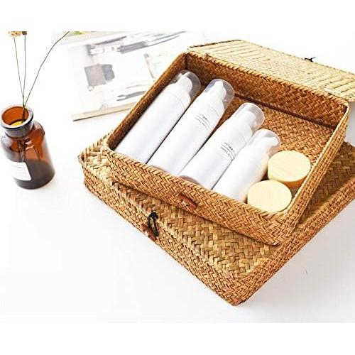 Cestas de Almacenamiento DECRAFTS de Hierba Marina con Tapa - 2 Piezas