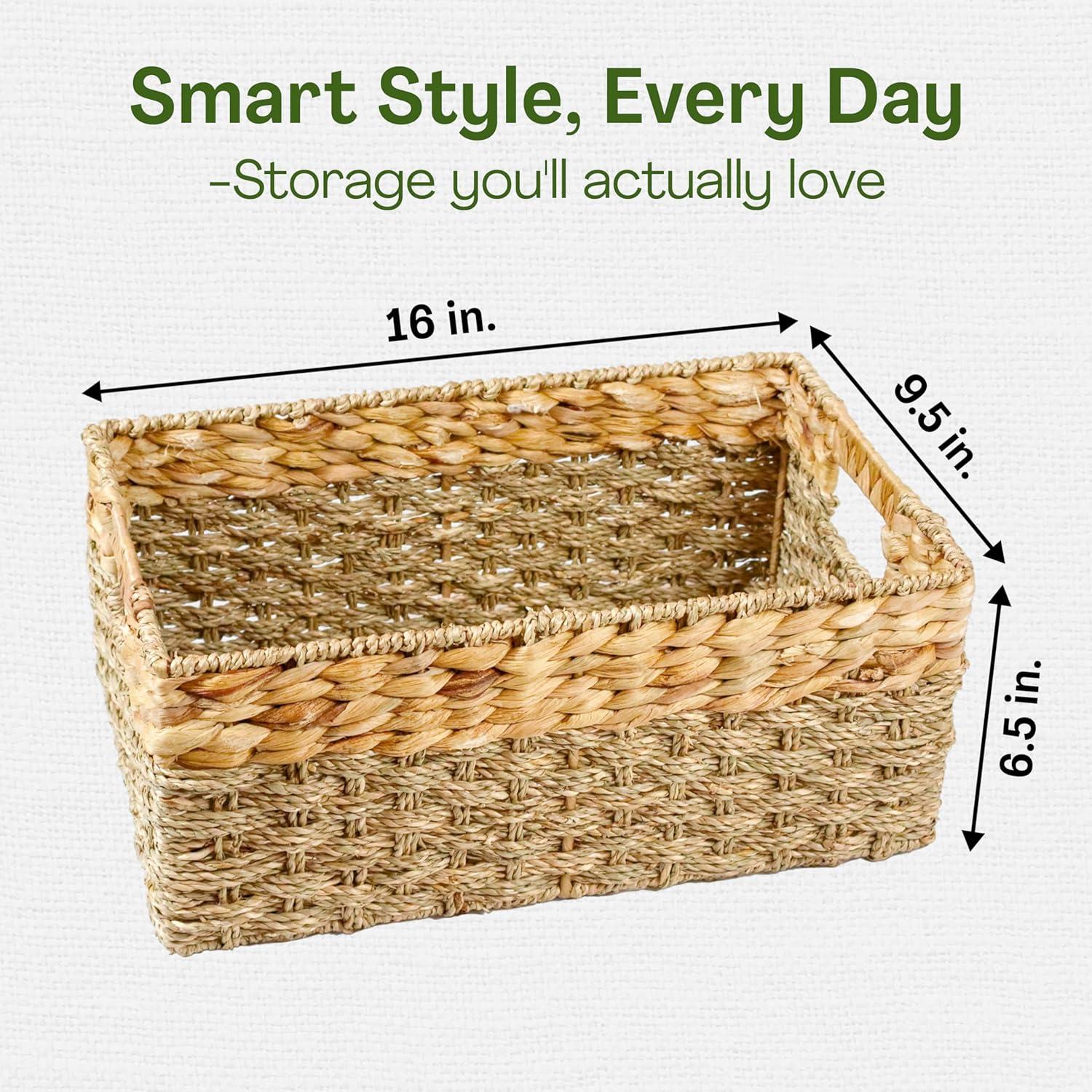 Cesta de Mimbre Mediana Recursos del Hogar Rústico 39.4x24.1x16.5 cm