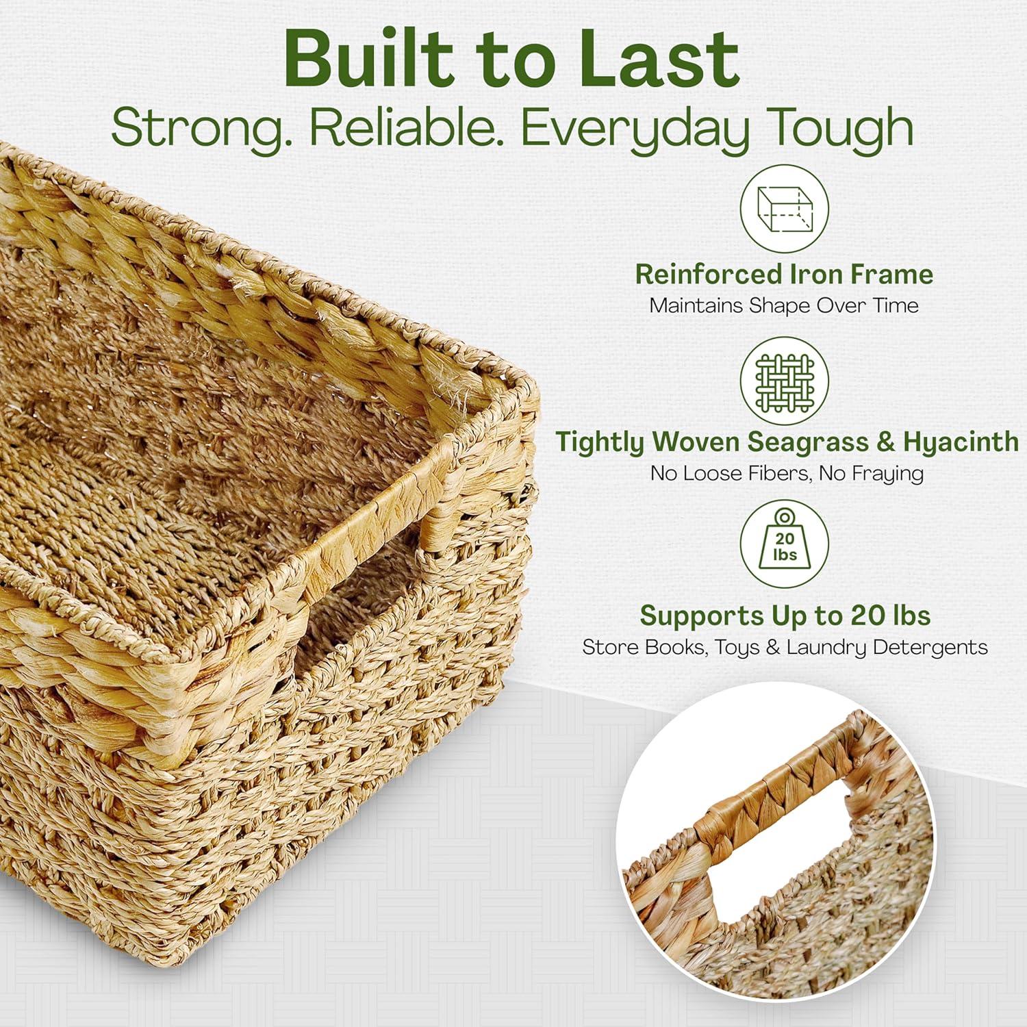 Cesta de Mimbre Mediana Recursos del Hogar Rústico 39.4x24.1x16.5 cm