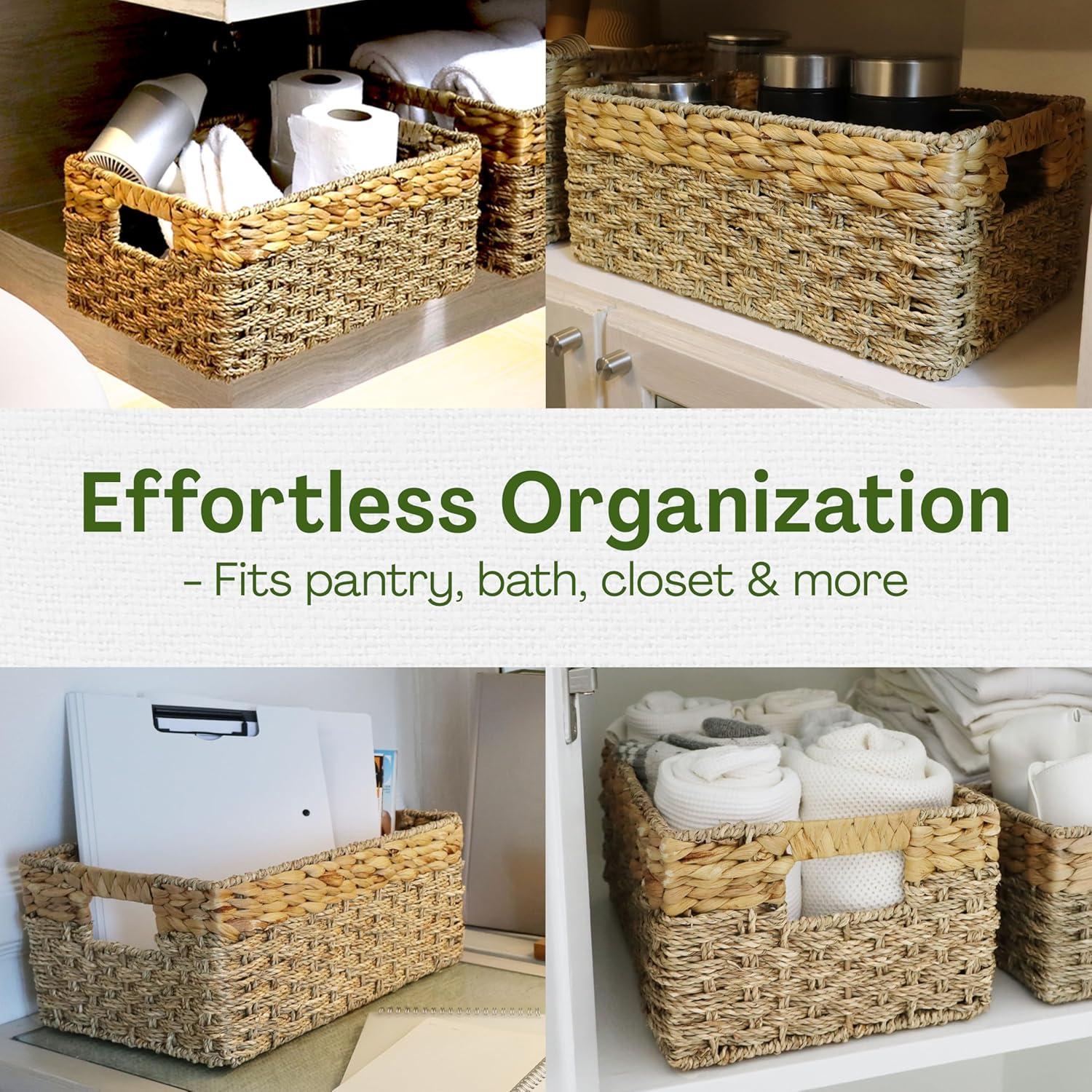 Cesta de Mimbre Mediana Recursos del Hogar Rústico 39.4x24.1x16.5 cm