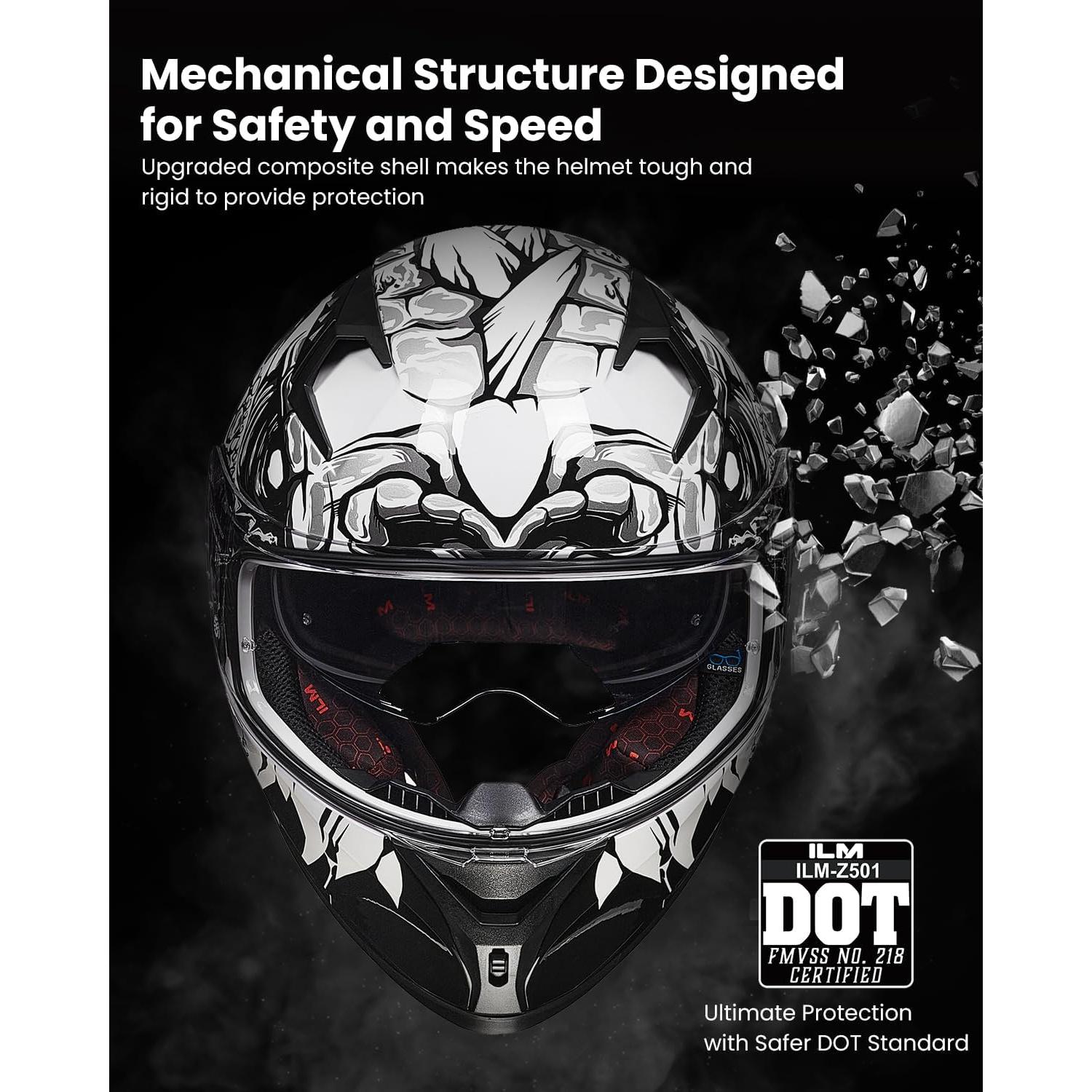 Casco de motocicleta ILM Z501 rojo con 2 viseras y ventilación